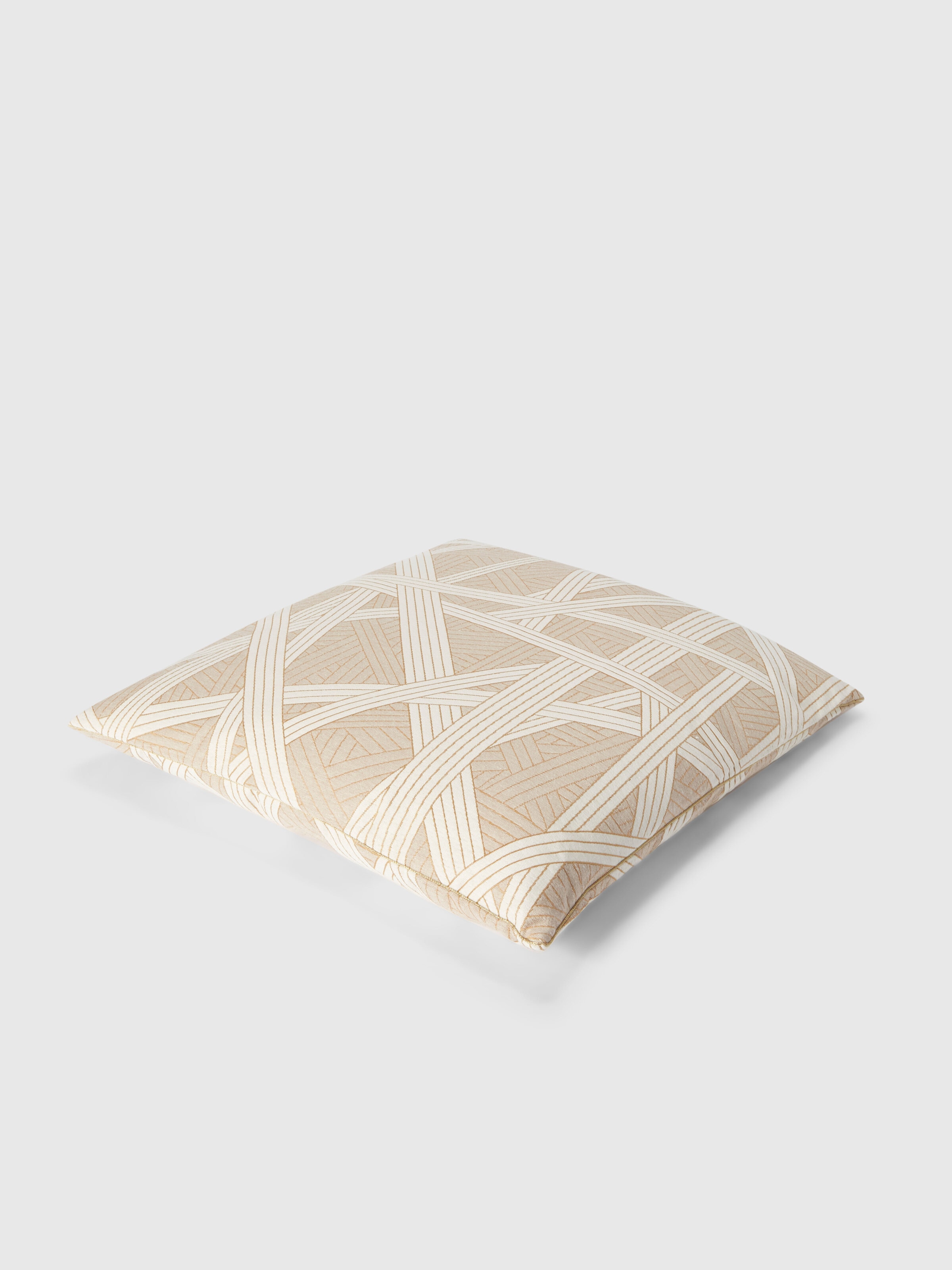 Coussin Nastri 60x60 cm avec surpiqûres contrastantes, Beige - 1