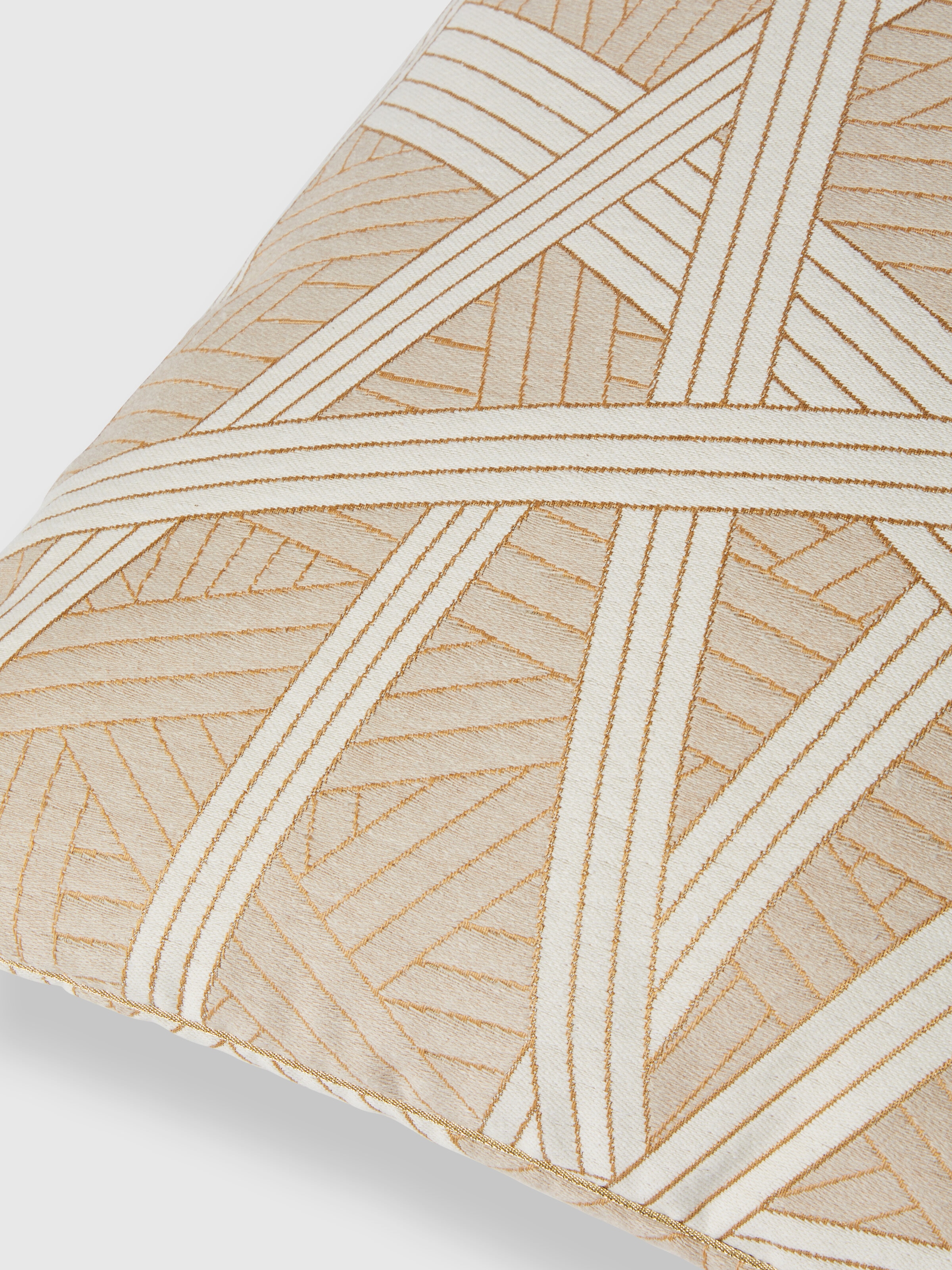 Coussin Nastri 60x60 cm avec surpiqûres contrastantes, Beige - 2