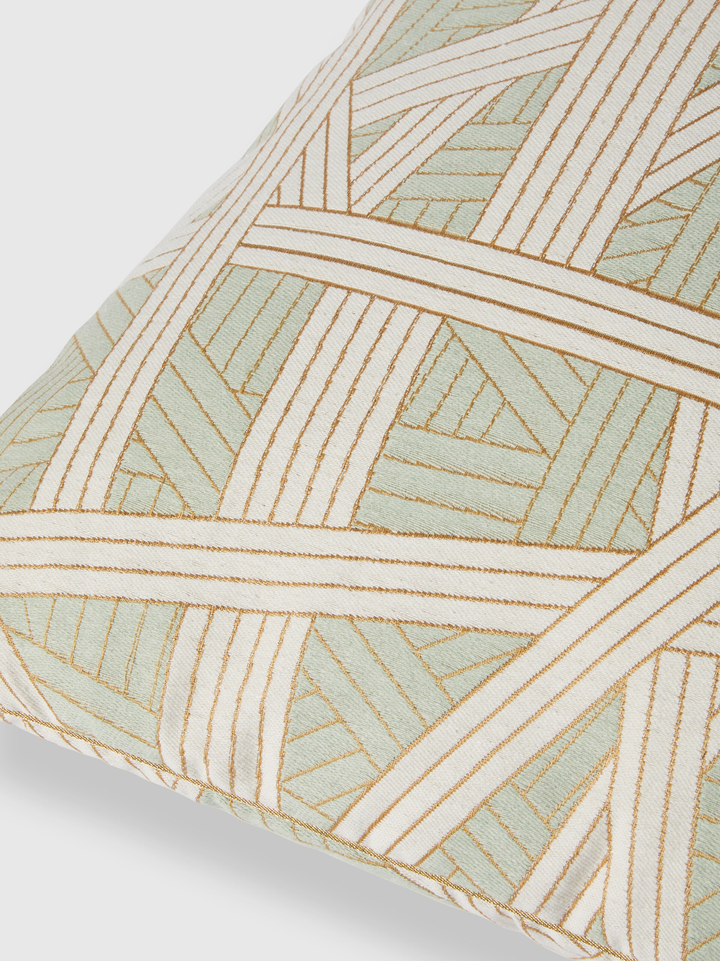 Nastri cushion 60x60 cm with contrasting stitching, Green - 2