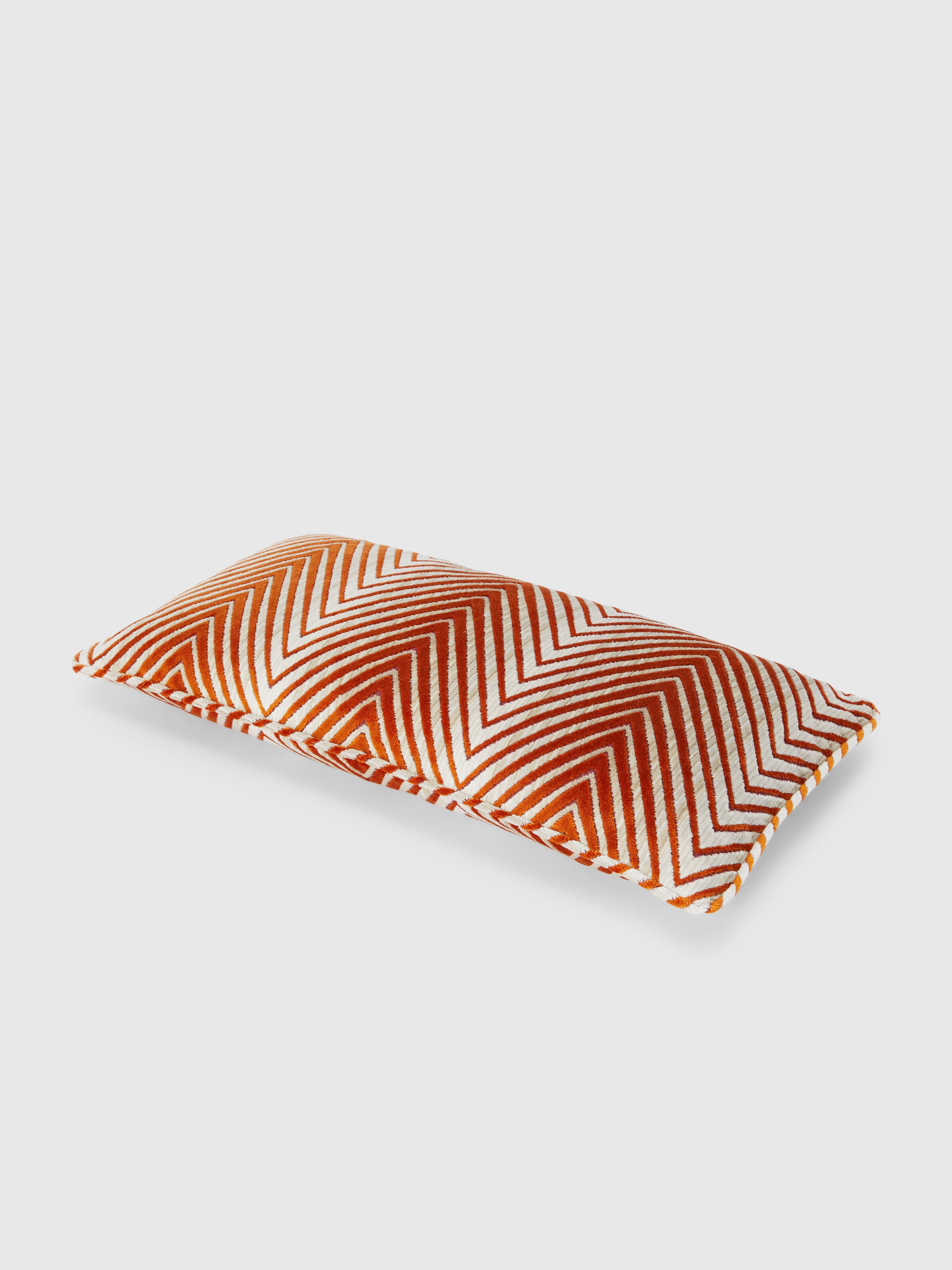 Ziggy 30x60 cm viscose blend zigzag cushion, Orange Multicoloured  - 1