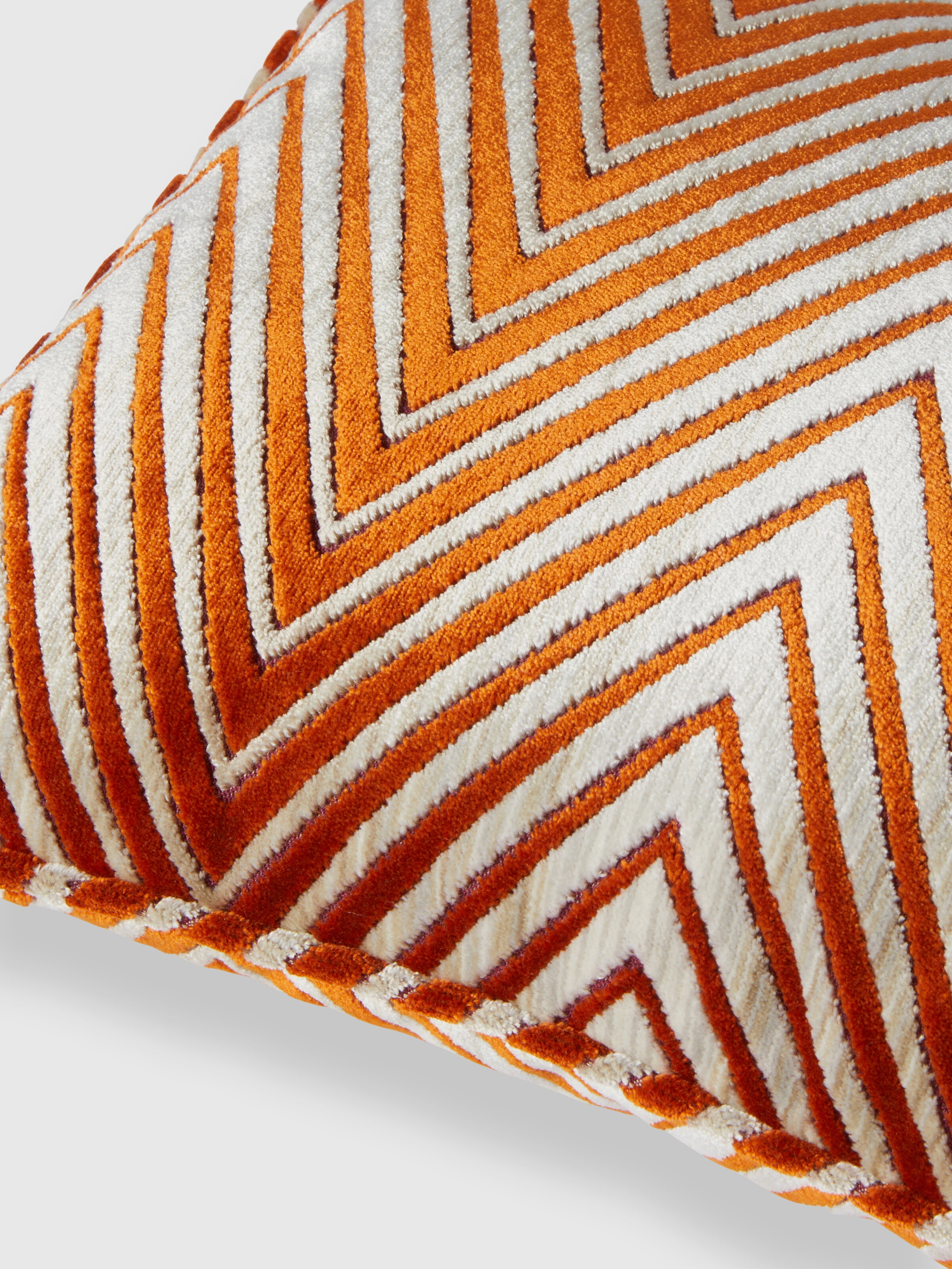 Ziggy 30x60 cm viscose blend zigzag cushion, Orange Multicoloured  - 2