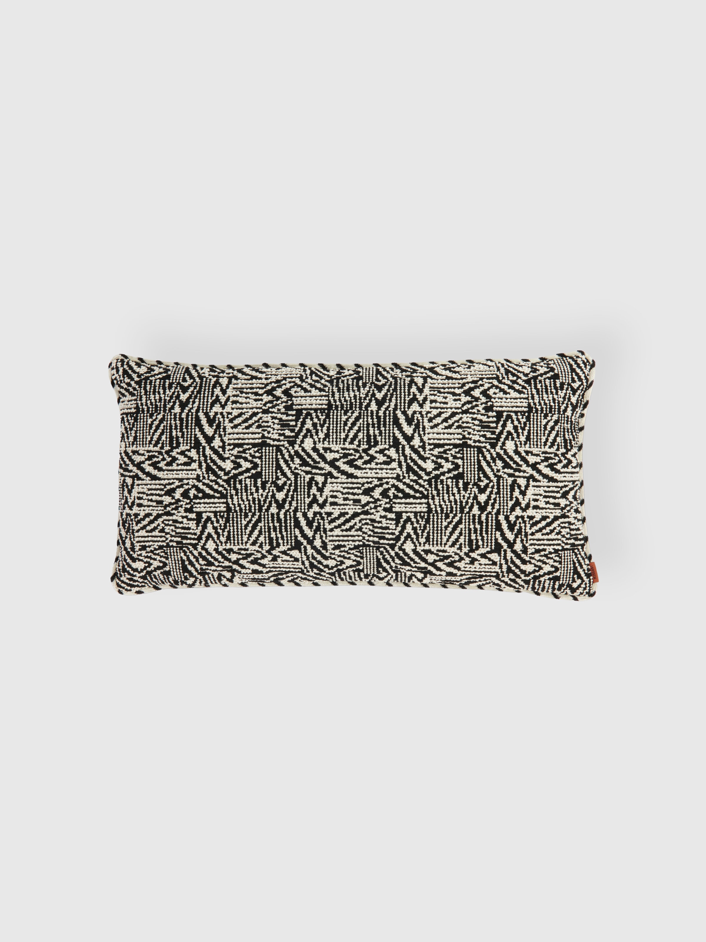 Noise 30x60 cm cushion with bouclé work, Black & White - 0