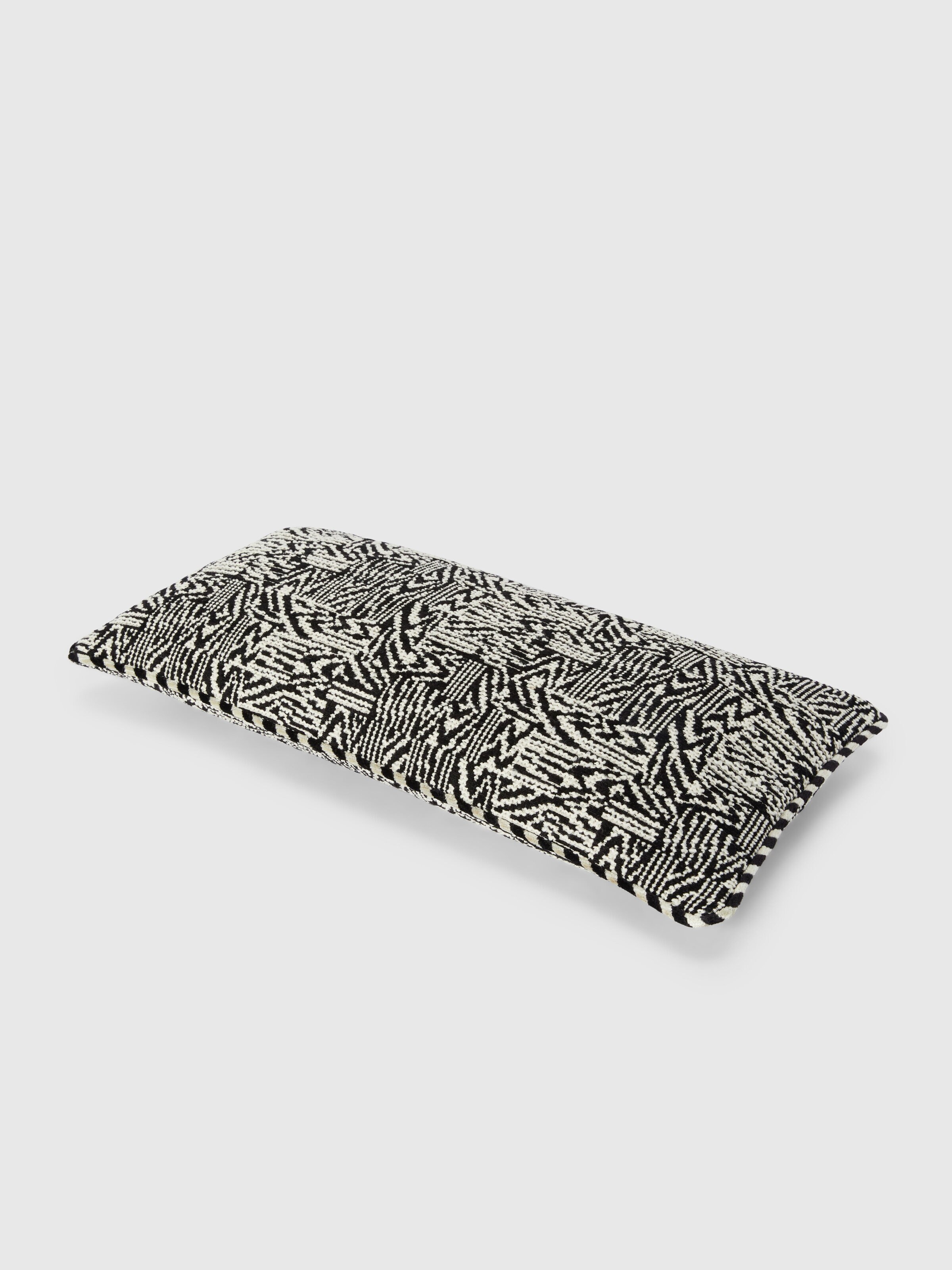 Coussin Noise 30x60 cm avec finition bouclée, Noir & Blanc - 1