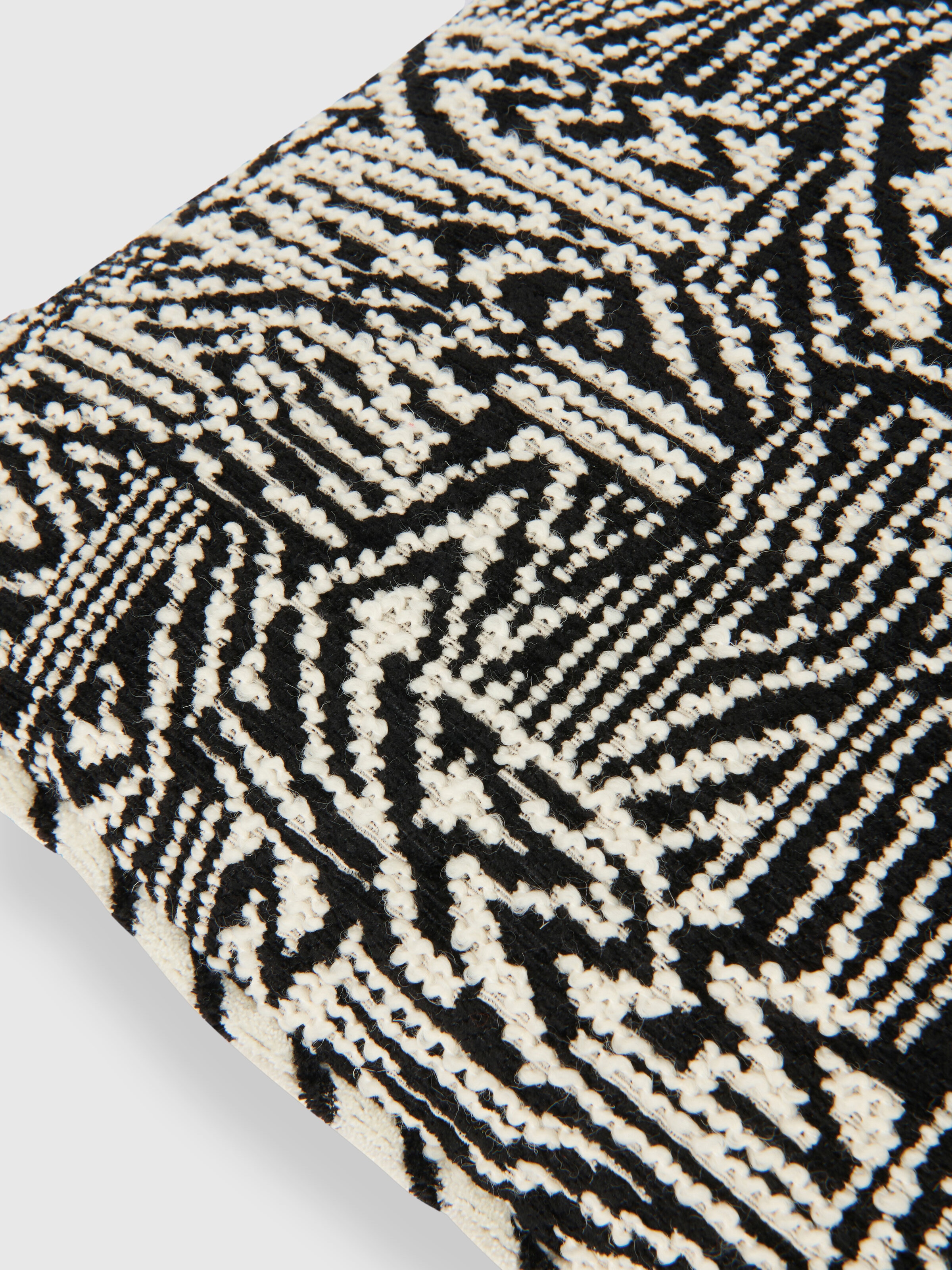 Noise 30x60 cm cushion with bouclé work, Black & White - 2