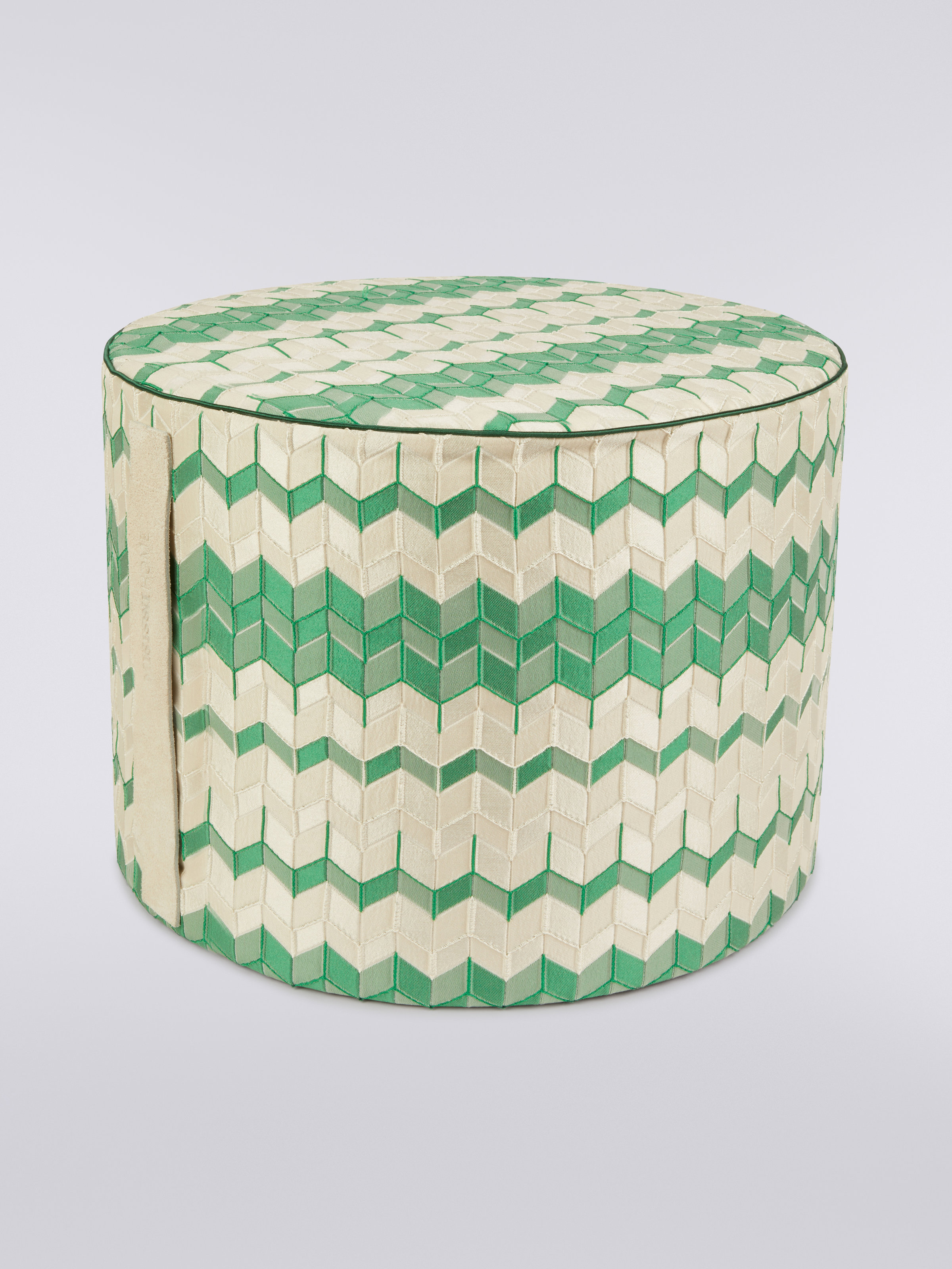 Tread 40x30 cm cylindrical pouffe with 3D effect chevron, Multicoloured  - 0