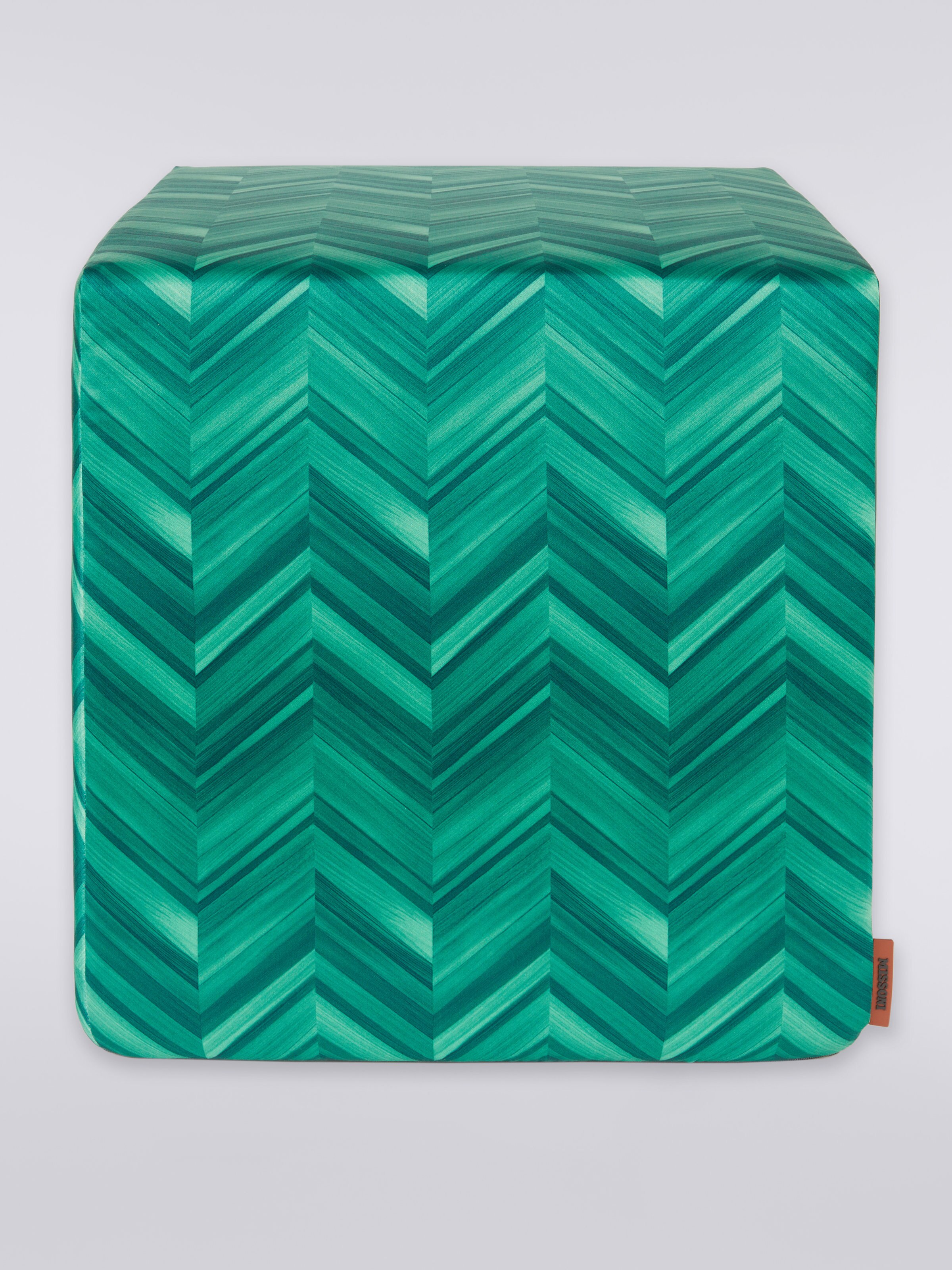 Layers 40x40x40 cm footstool cube in chevron cotton sateen, Multicoloured  - 0
