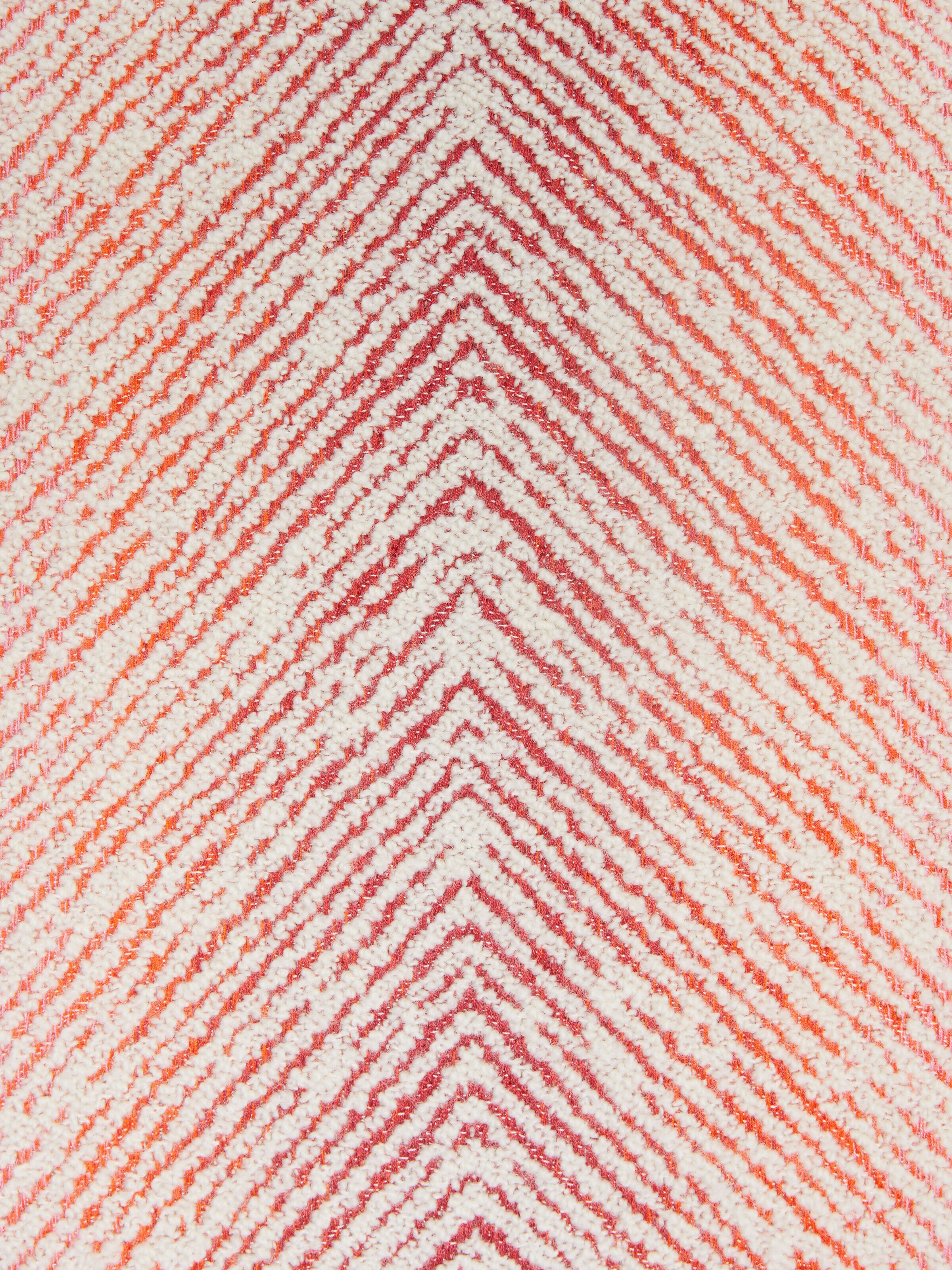 Pouf rond Brouges 40x30 cm à chevrons avec détails bouclés, Rouge  - 3