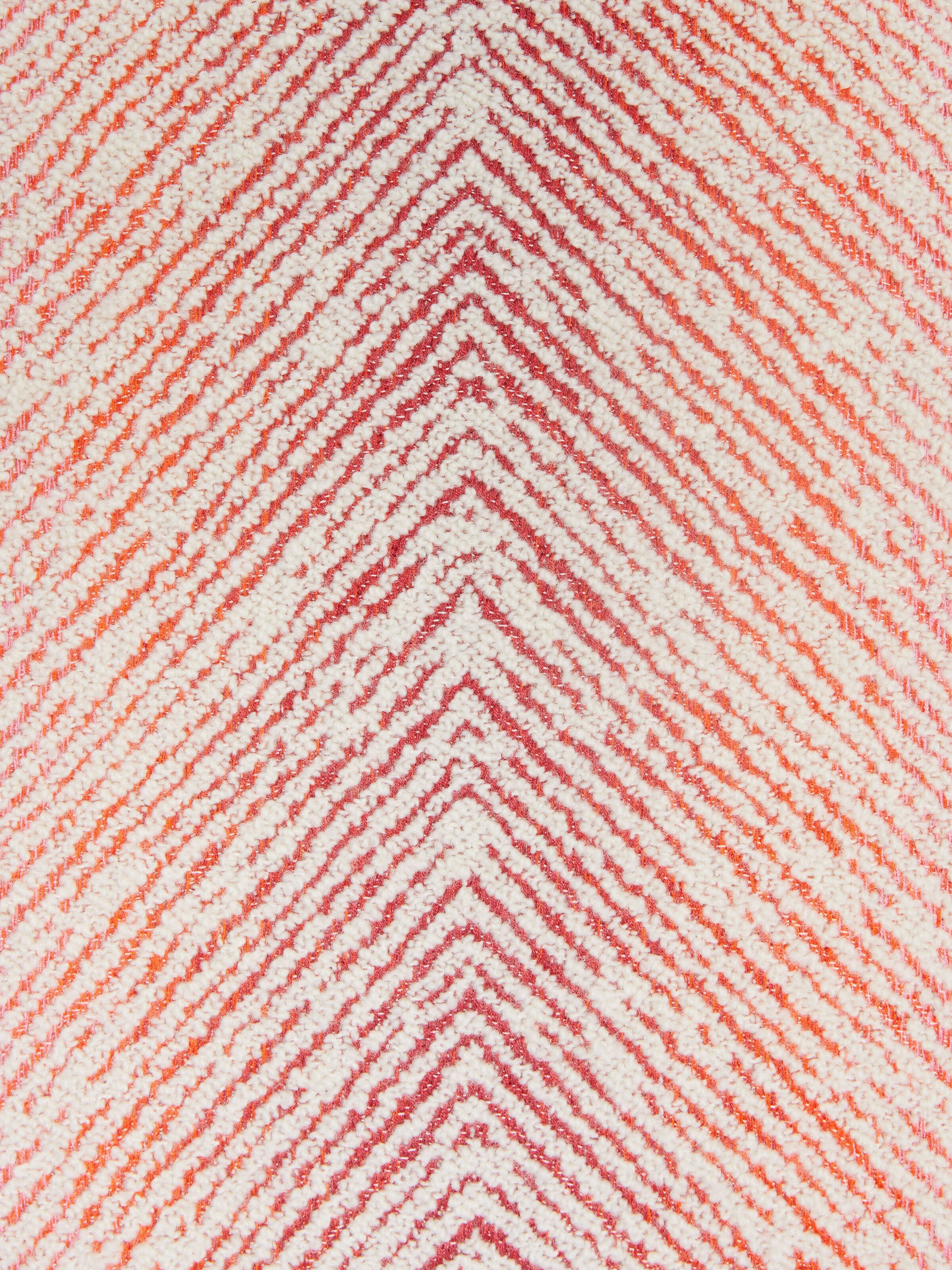 Brouges 40x30 cm chevron cylindrical pouffe with bouclé details, Red  - 3