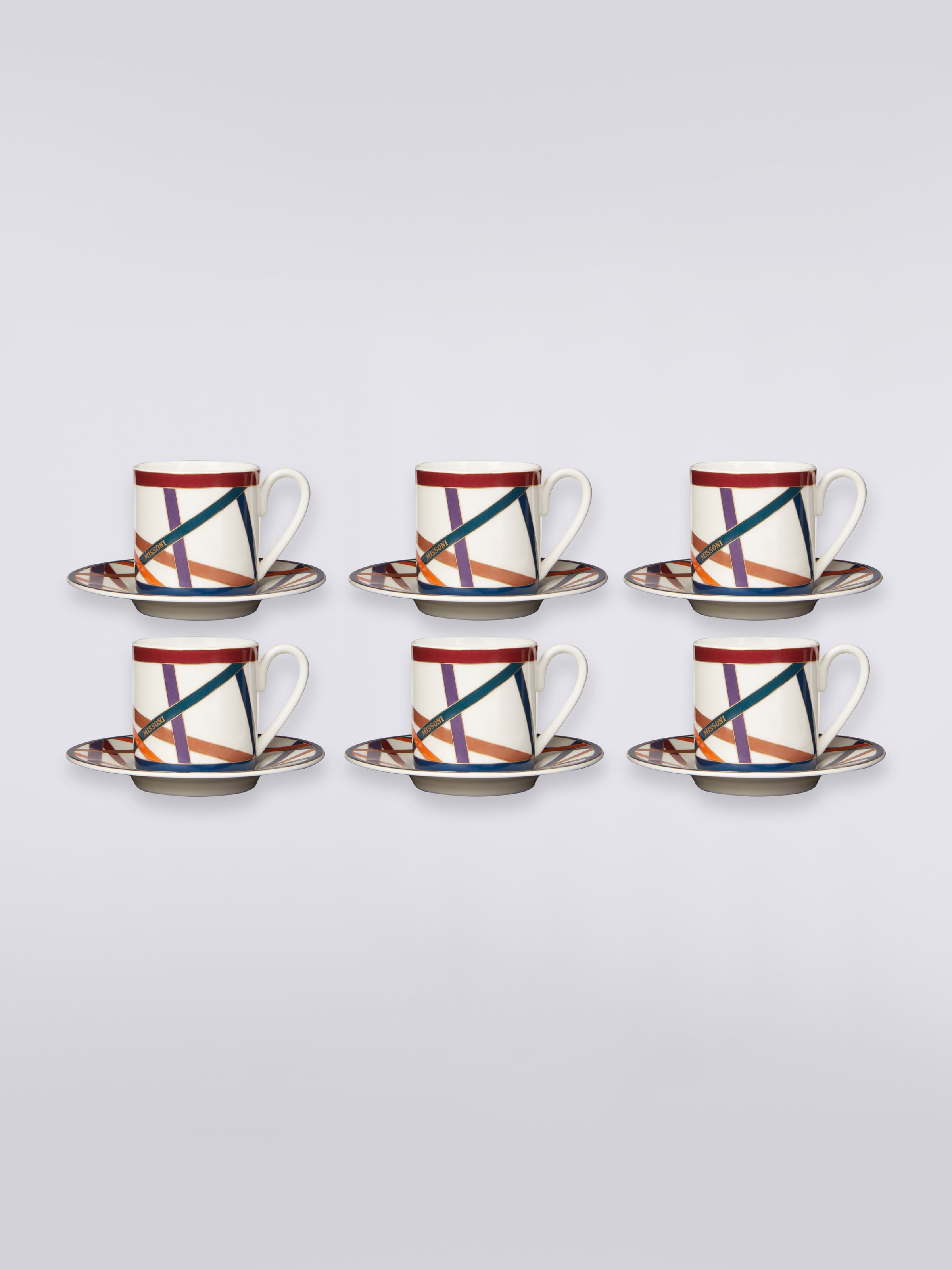 Nastri 6 tasses à café et soucoupes, Multicolore  - 1