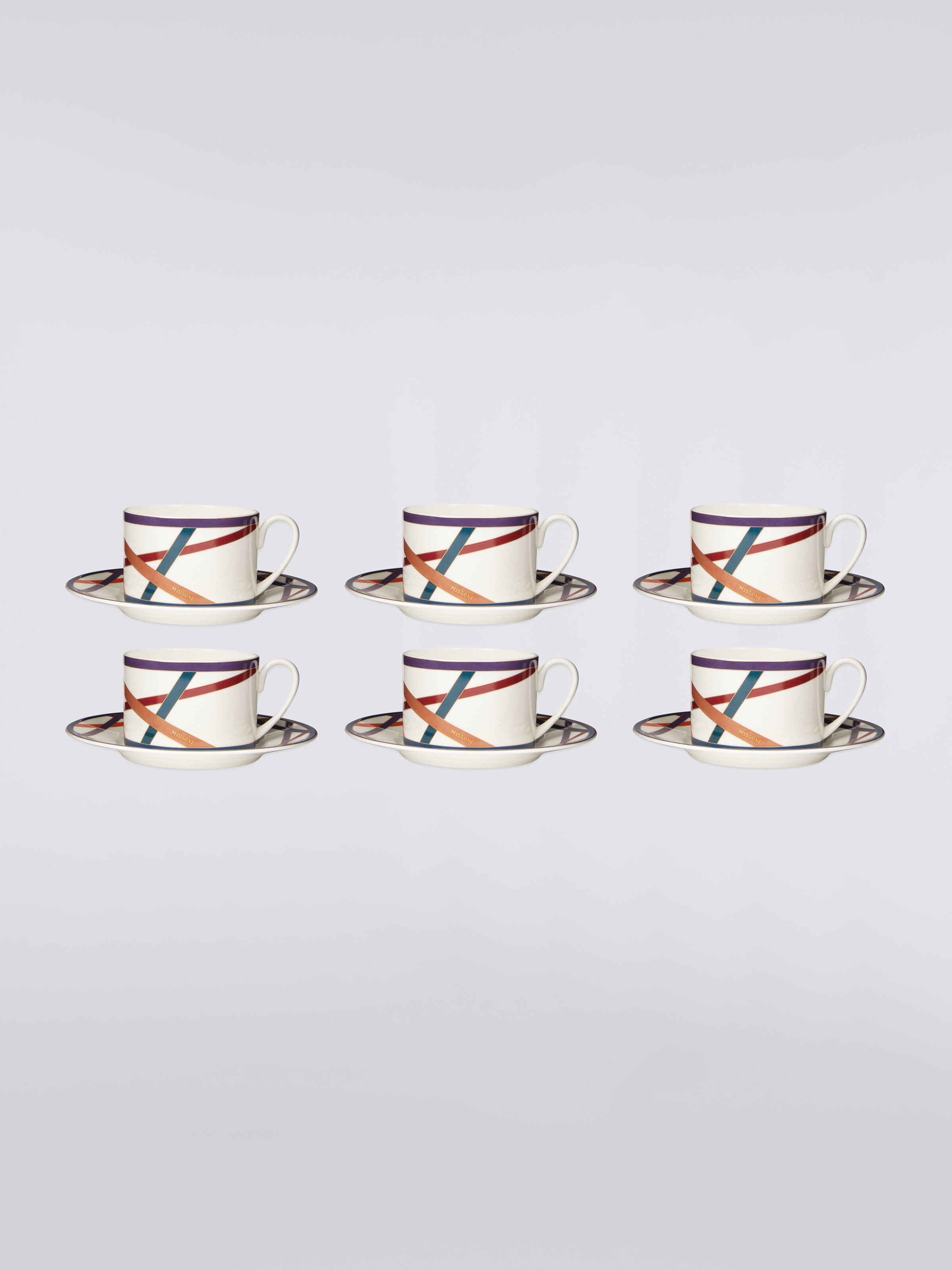 Nastri Set of 6 tea cups & saucers, Multicoloured  - 1