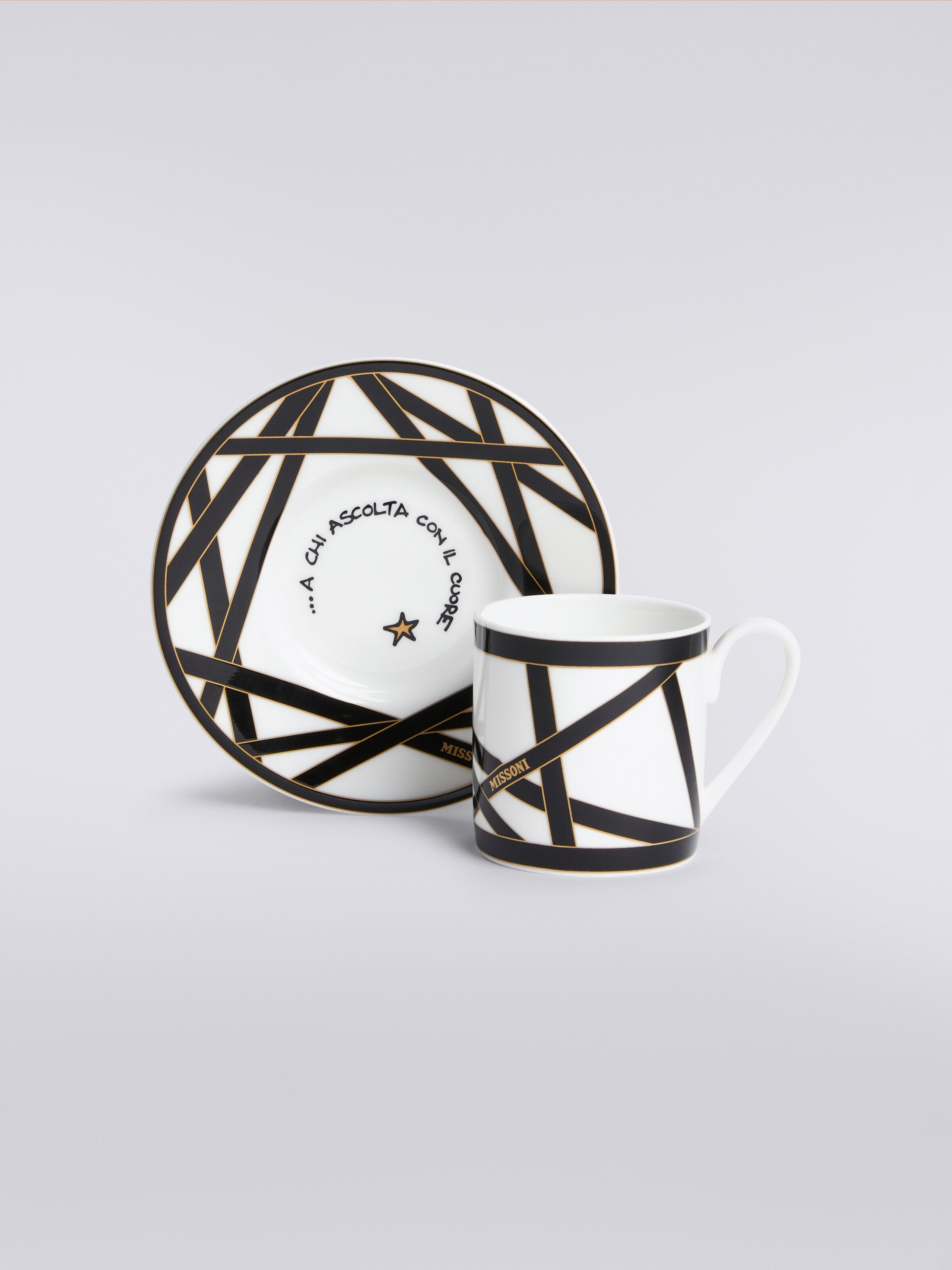 Missoni x Suonare Stella coffee cup and saucer set, Black & Multicoloured  - 1