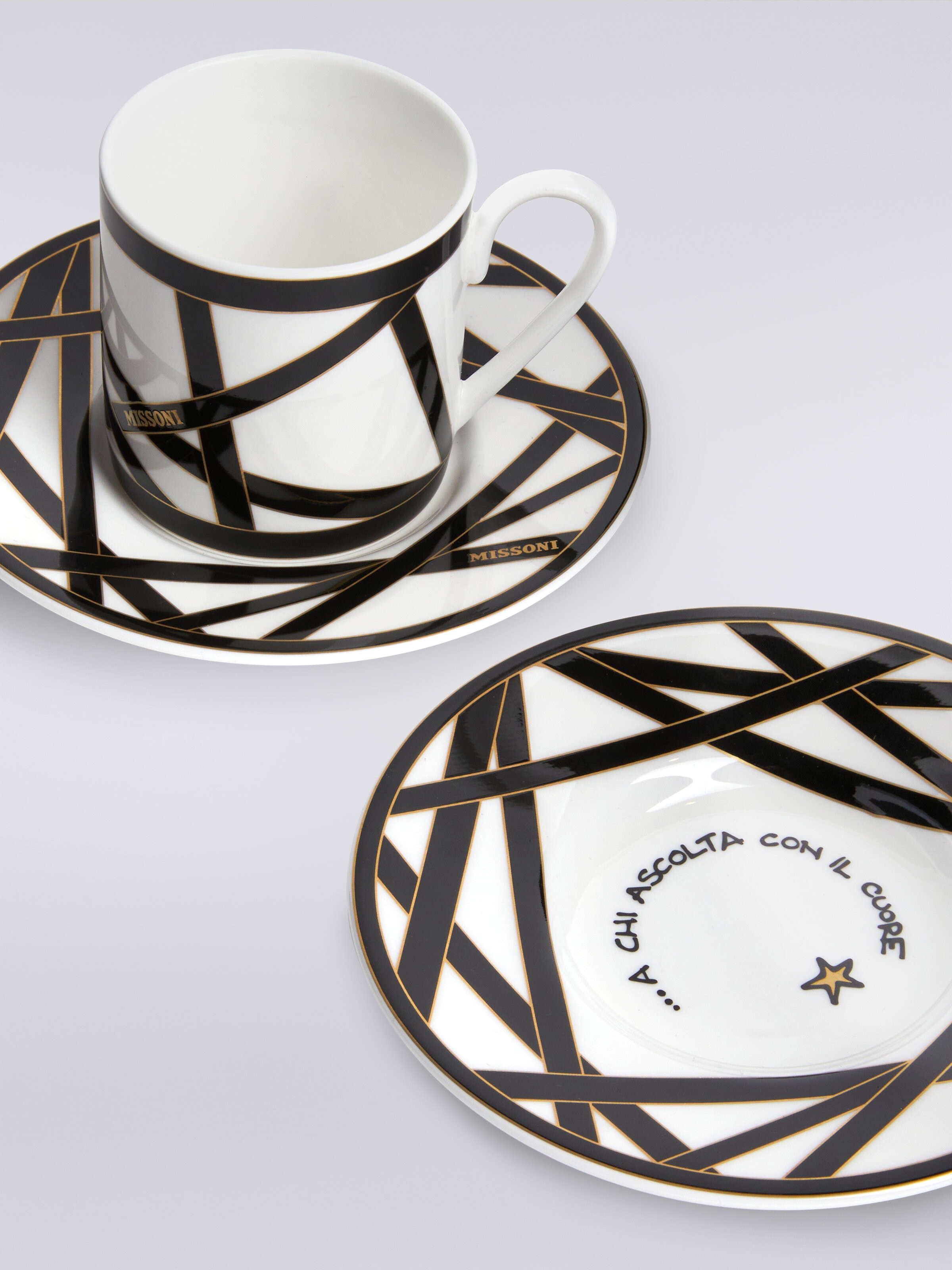 Missoni x Suonare Stella coffee cup and saucer set, Black & Multicoloured  - 3