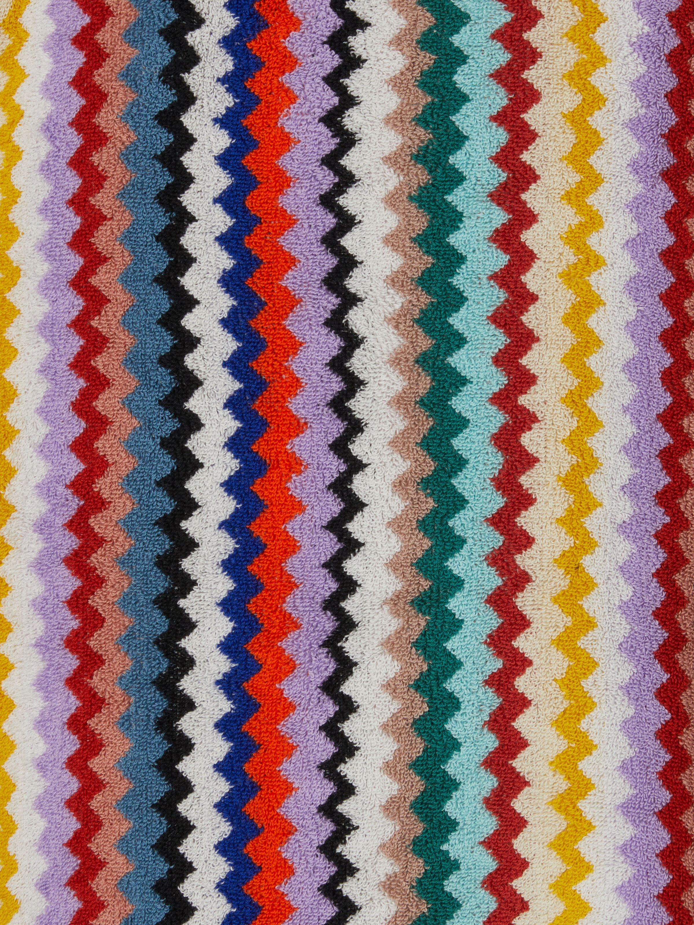 Riverbero bathrobe in cotton terry with zigzag pattern, Multicoloured  - 3