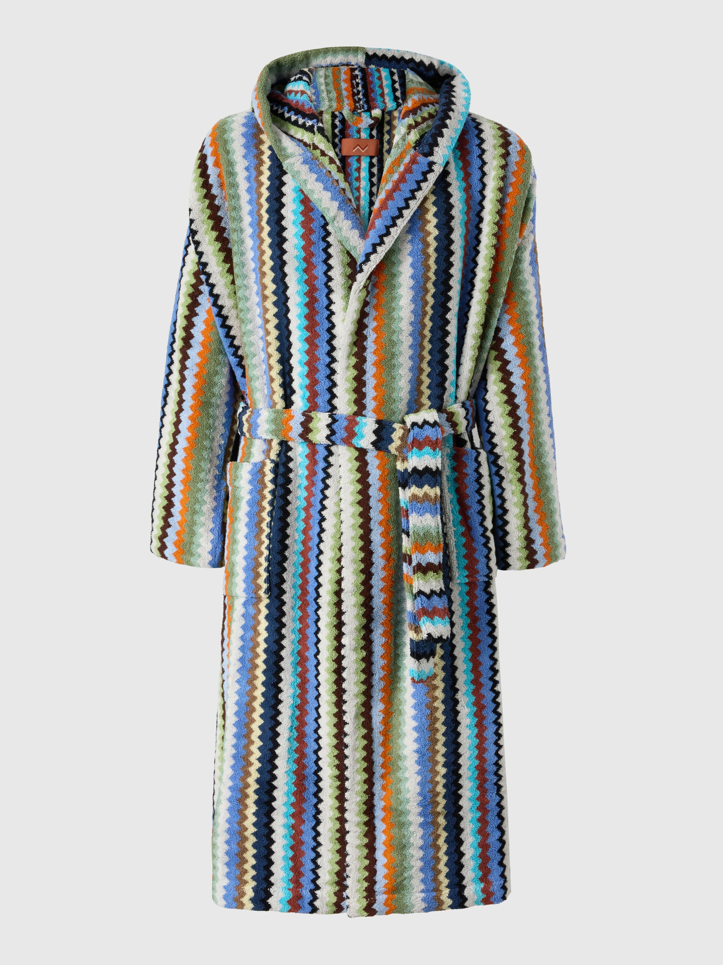 Riverbero hooded bathrobe, Turquoise  Multicoloured  - 0