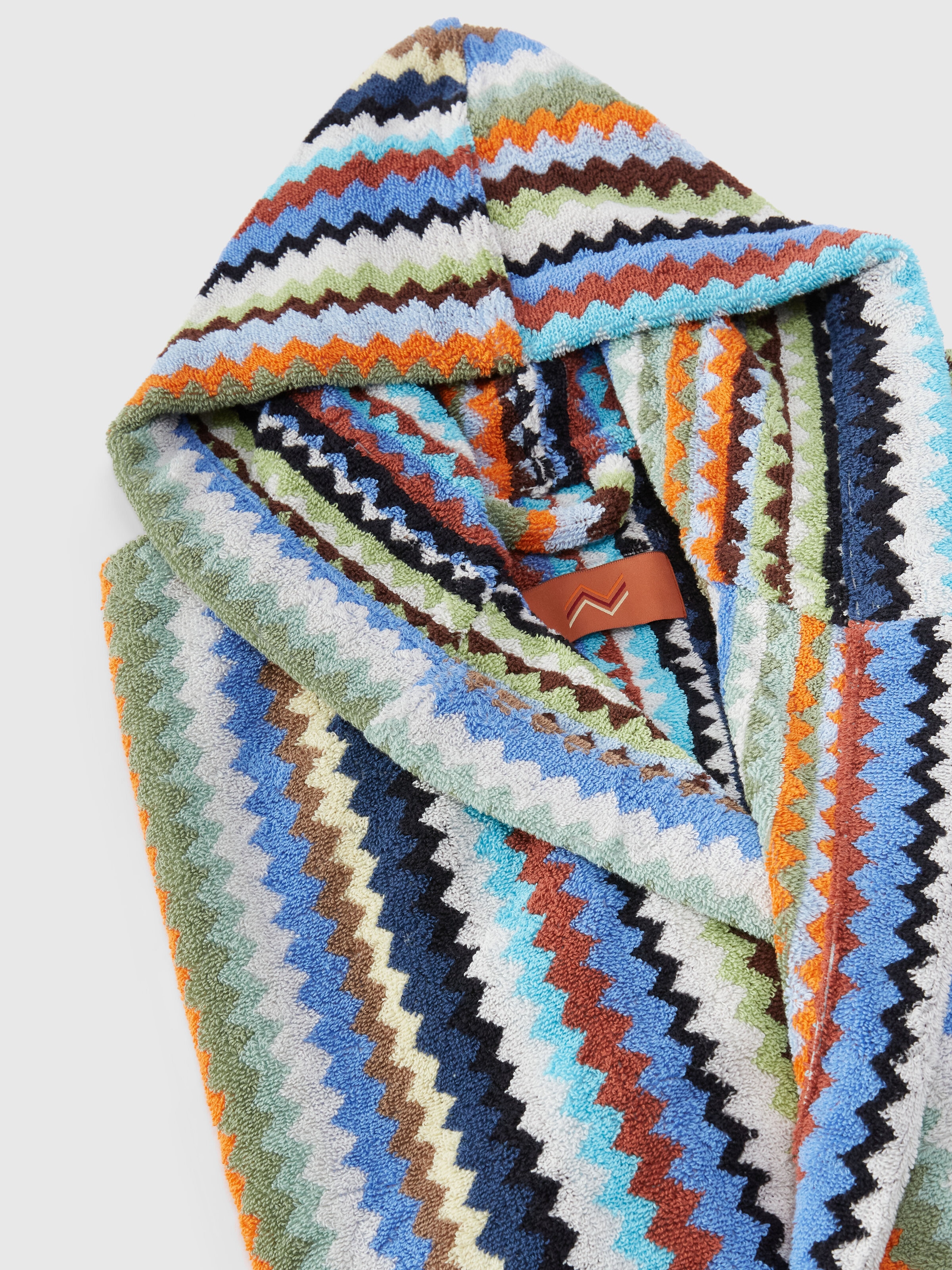Riverbero hooded bathrobe, Turquoise  Multicoloured  - 2