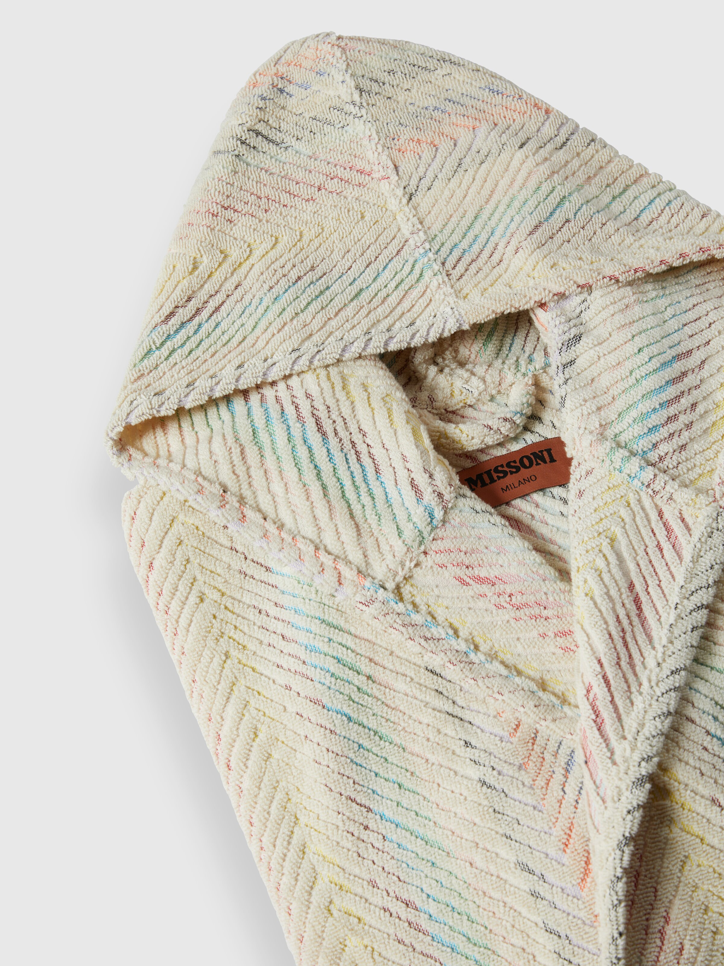 Harmony chevron cotton terry bathrobe, Multicoloured  - 2