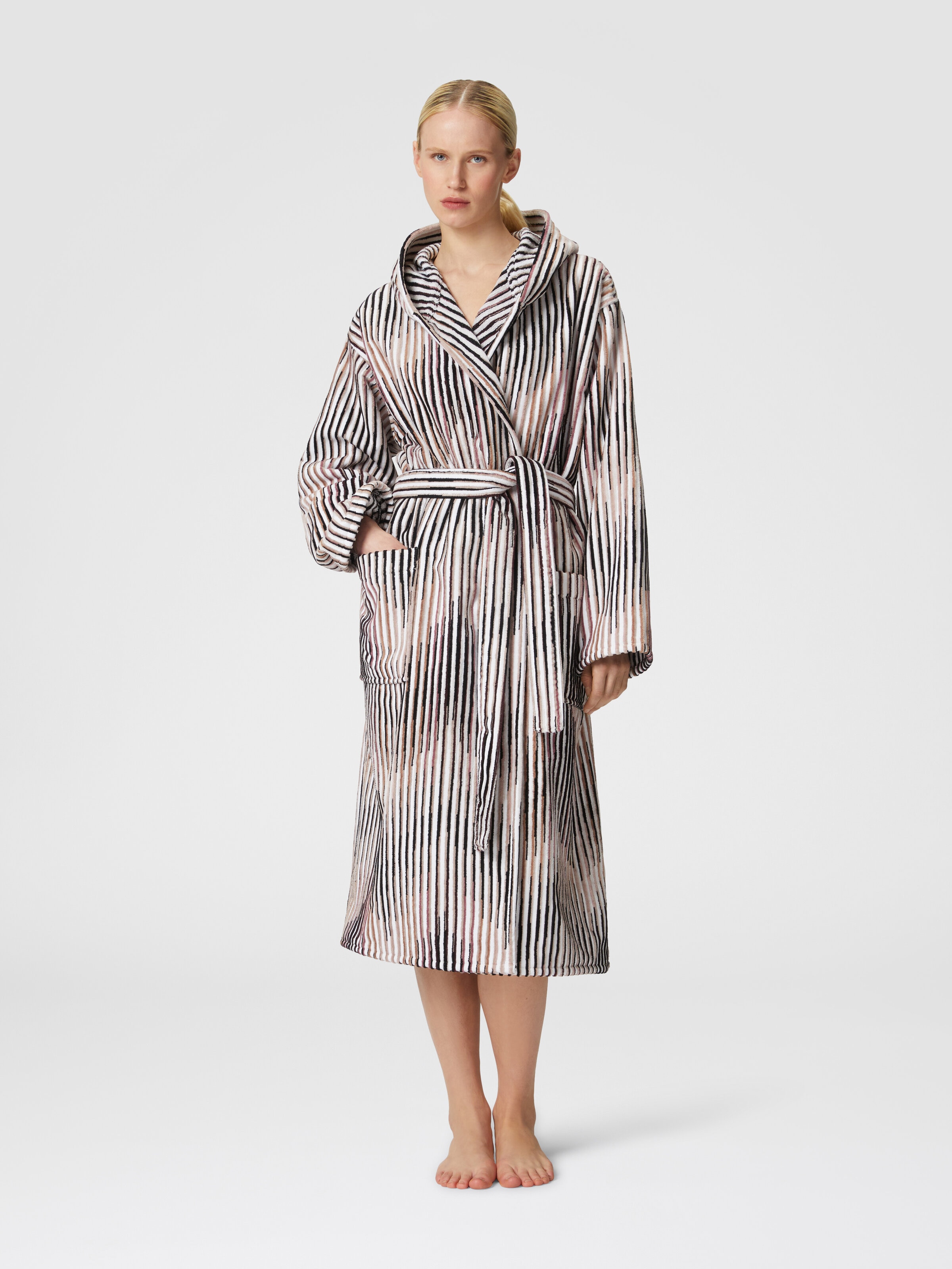 Arpeggio bathrobe in slub cotton terry, Brown - 1