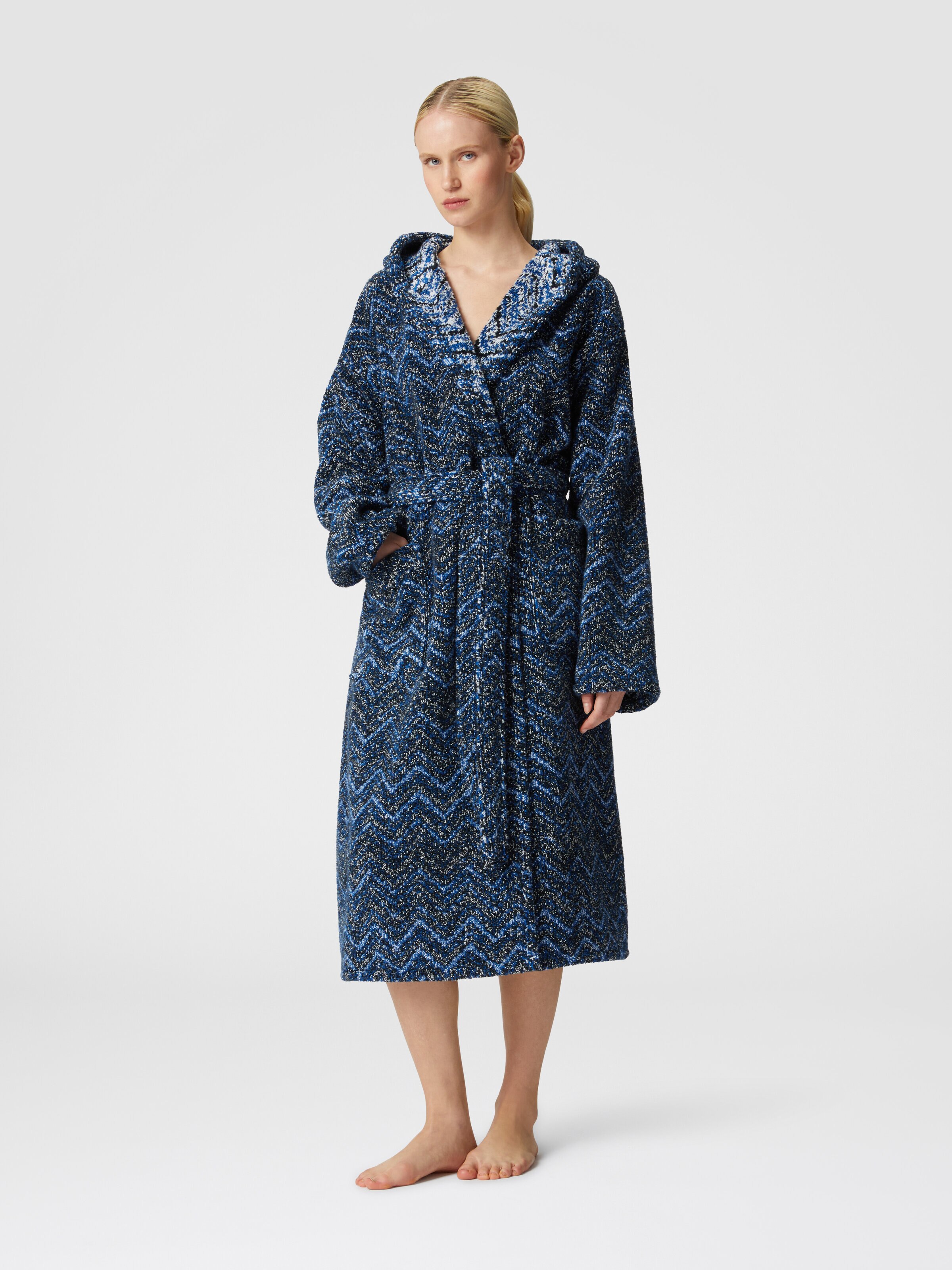 Azul cotton terry chevron bathrobe, Blue - 1