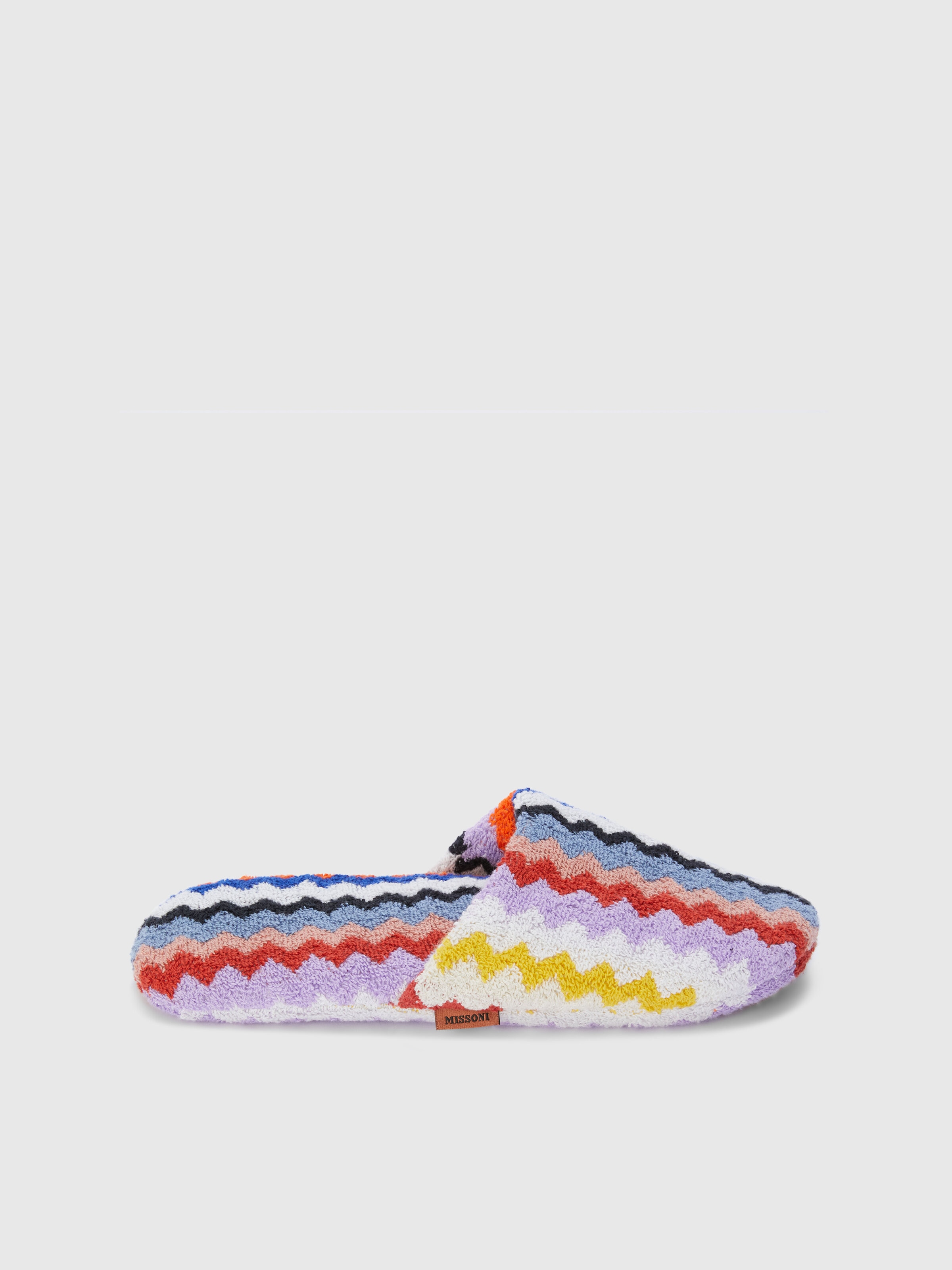 Riverbero zigzag cotton terry slippers, Multicoloured  - 0