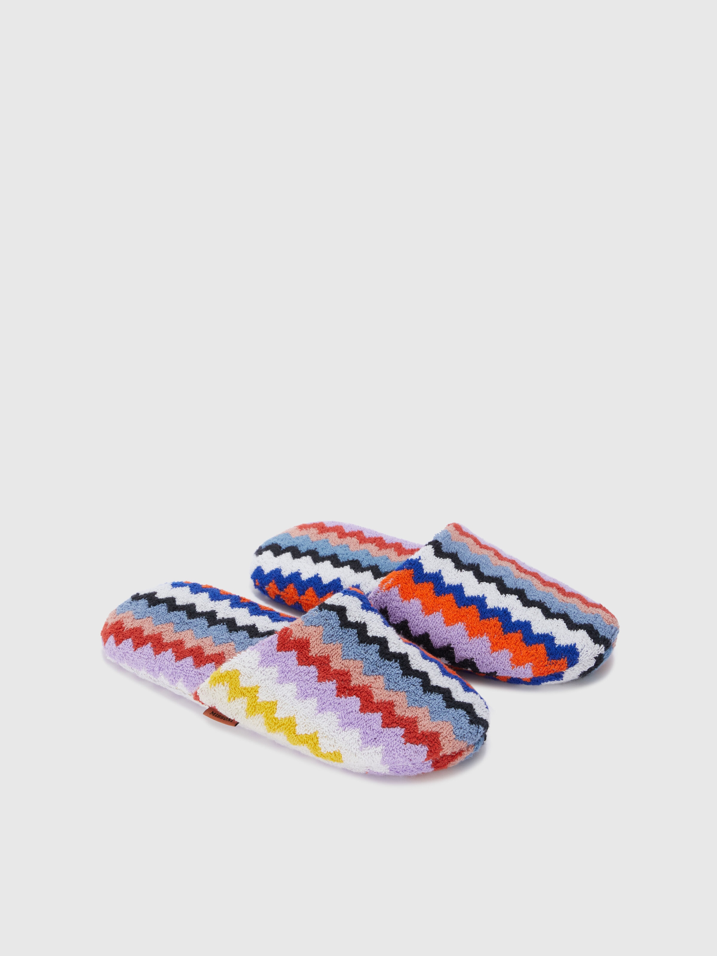 Riverbero zigzag cotton terry slippers, Multicoloured  - 1