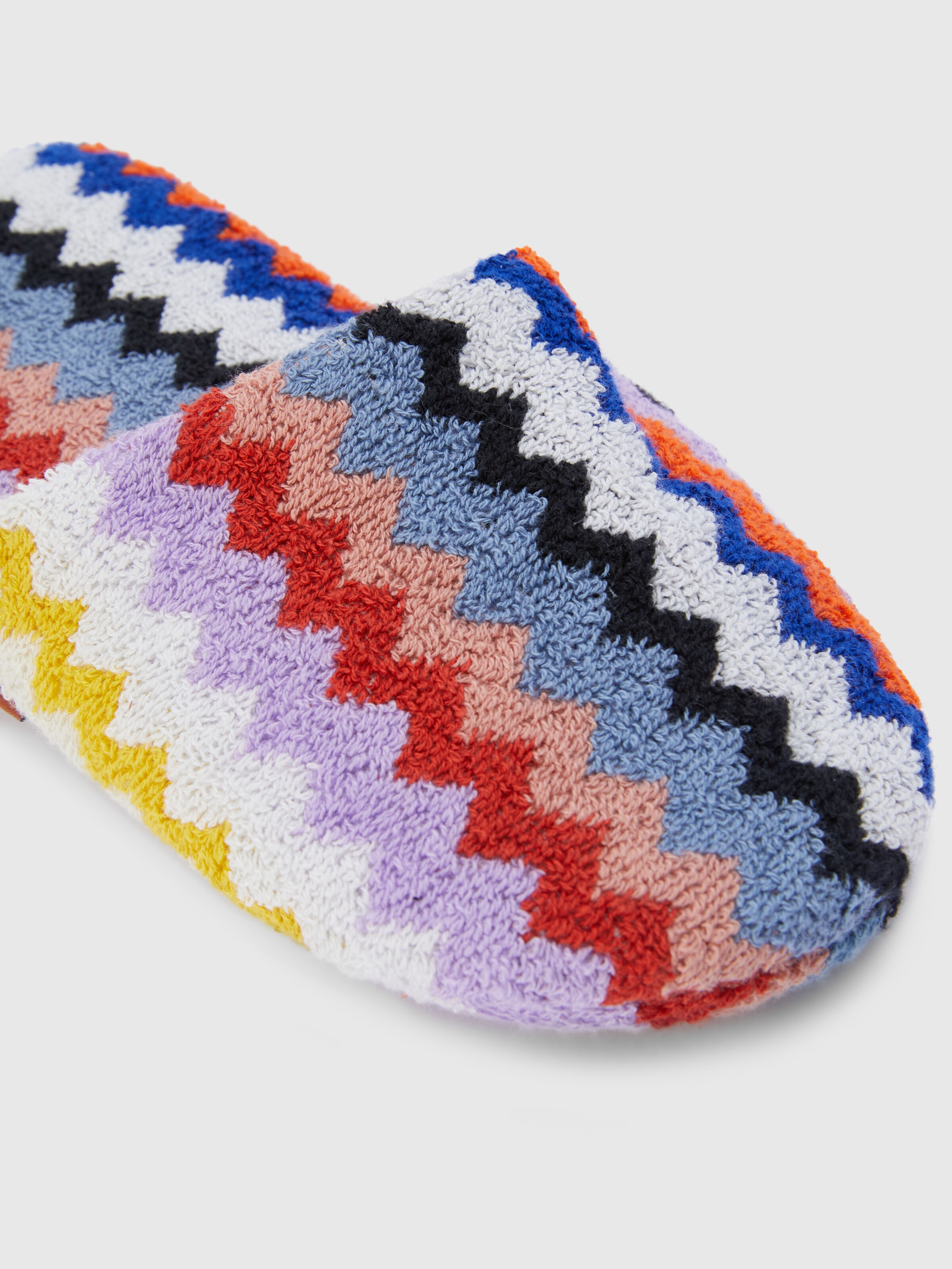 Riverbero zigzag cotton terry slippers, Multicoloured  - 2