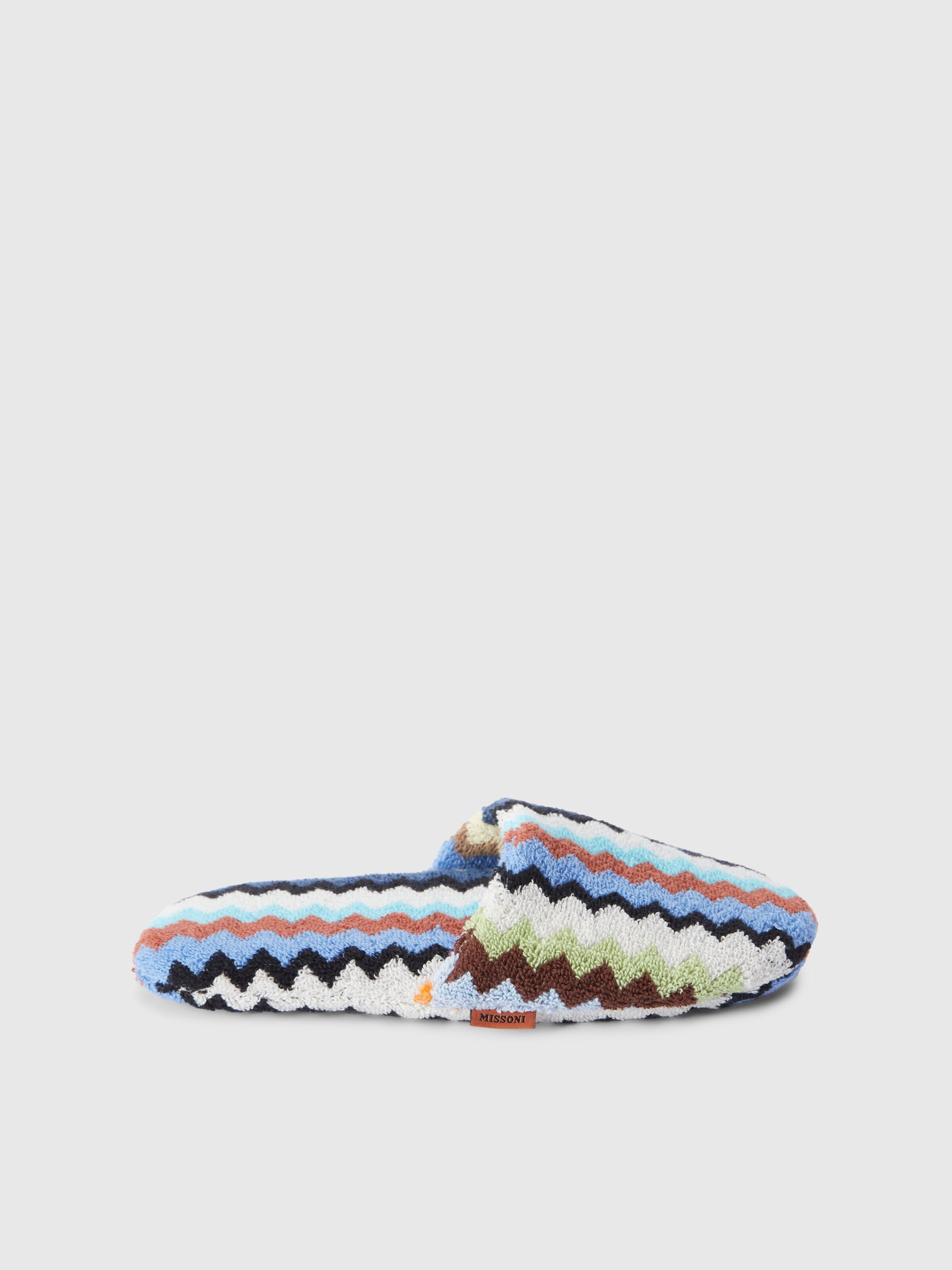 Riverbero zigzag cotton terry slippers, Turquoise  Multicoloured  - 0