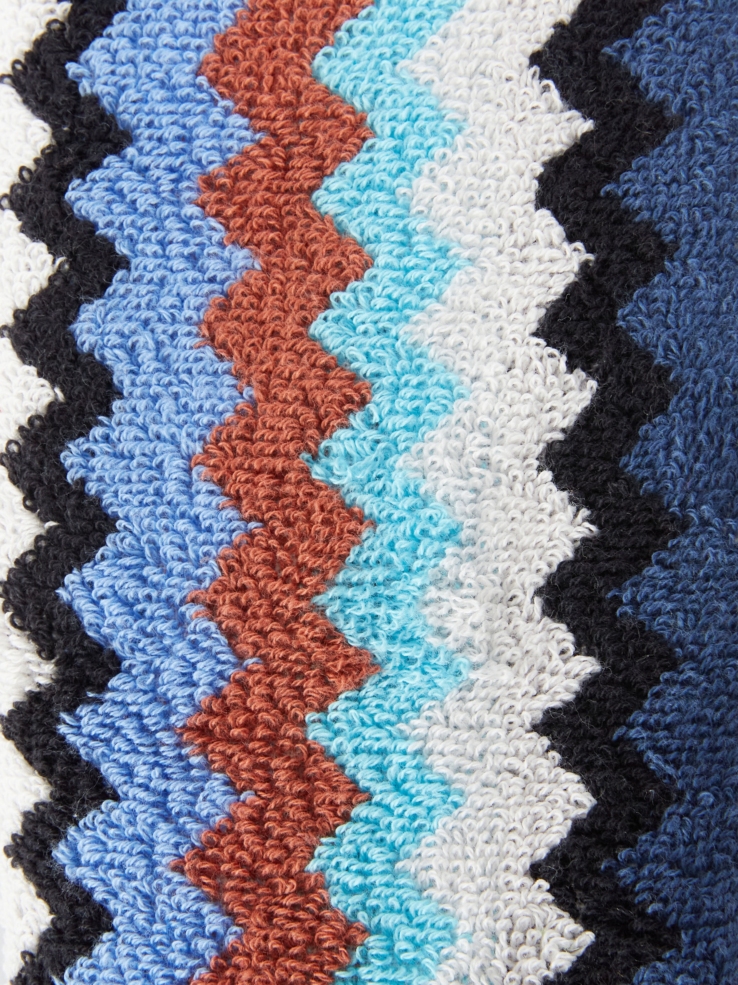 Riverbero zigzag cotton terry slippers, Turquoise  Multicoloured  - 3