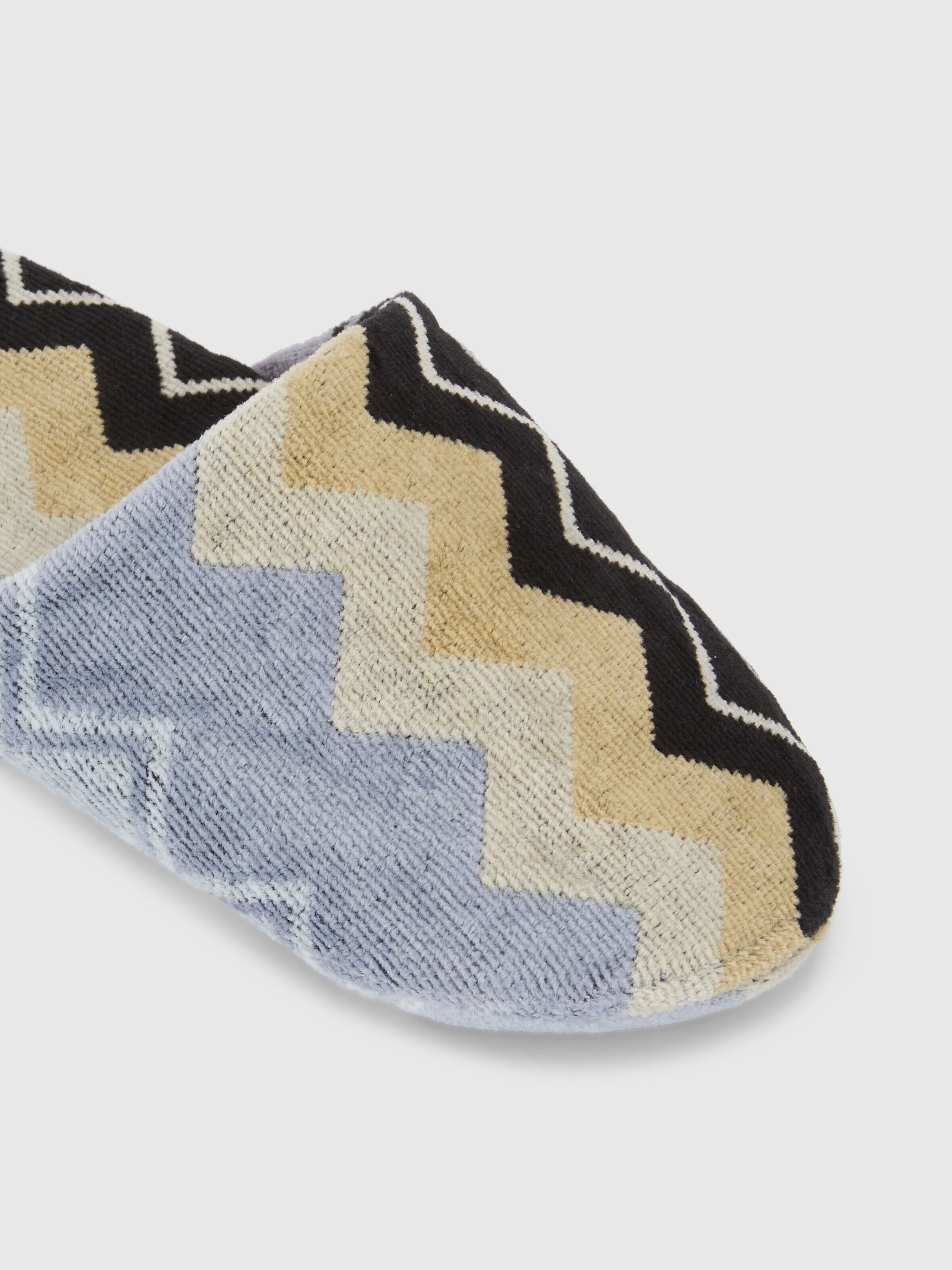 Giacomo cotton terry chevron slippers, Black    - 2