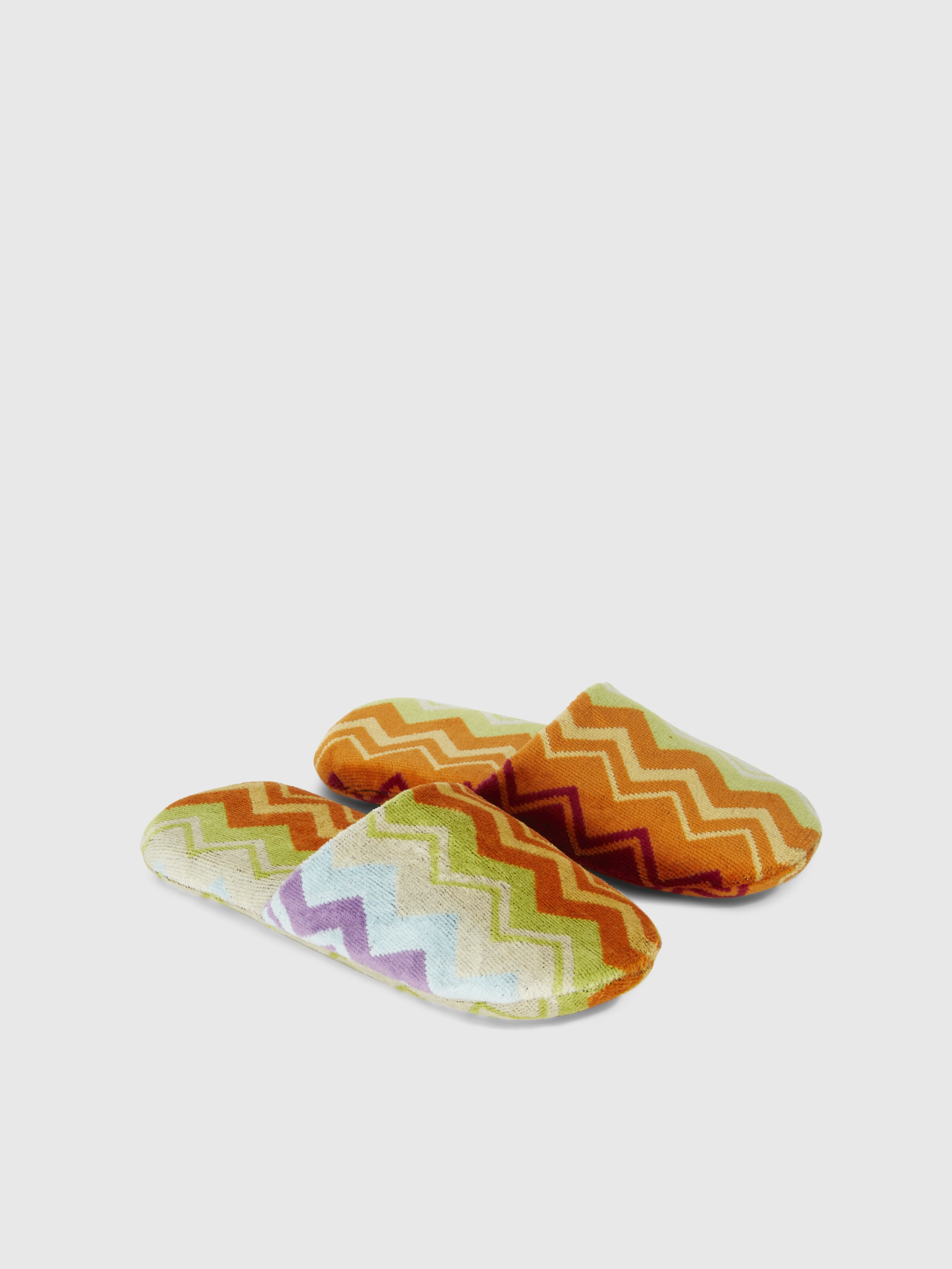Giacomo cotton terry chevron slippers, Orange - 1