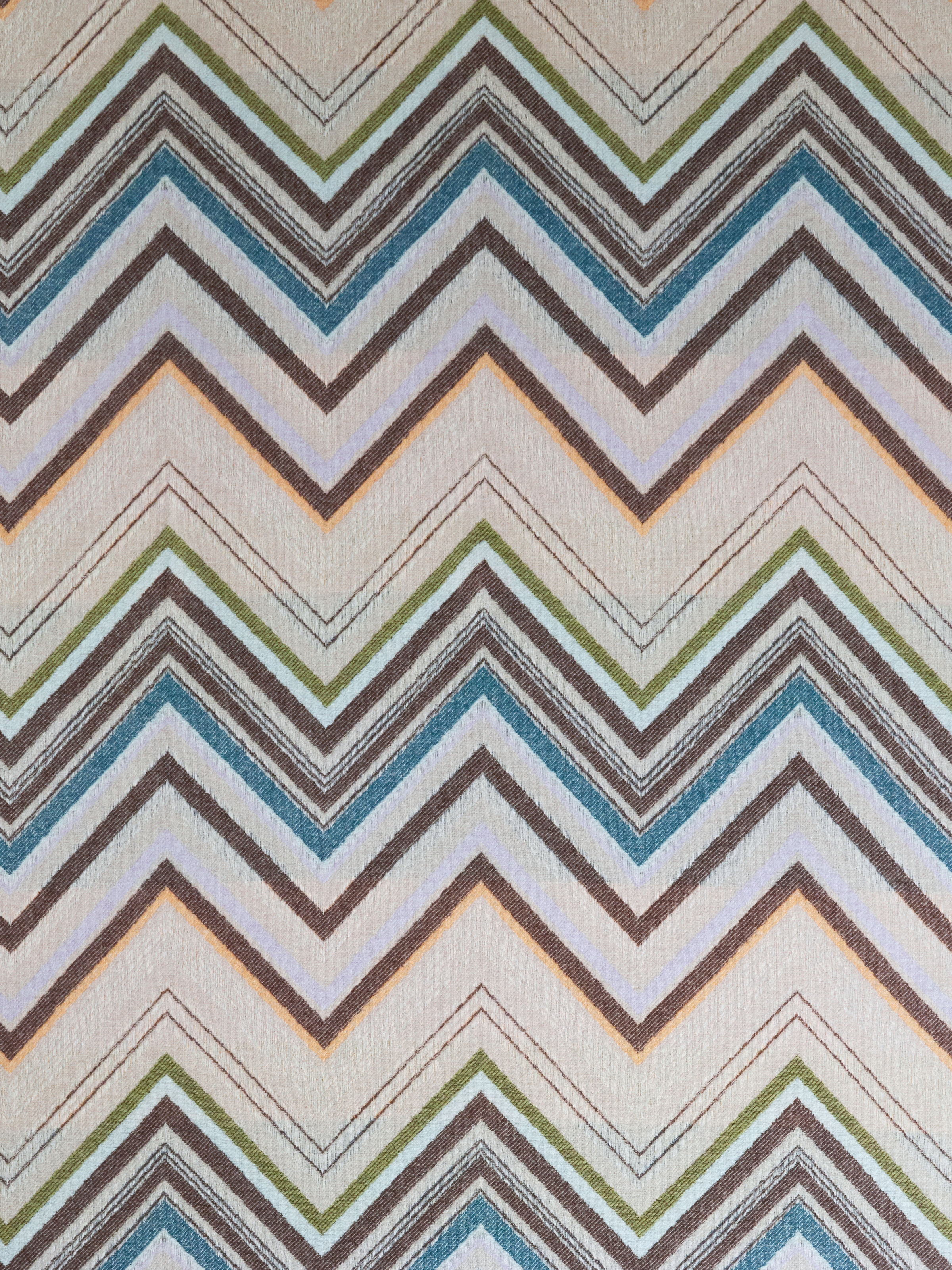 Chevron plaid blanket 130x190 cm in wool blend, Brown Multicoloured  - 3