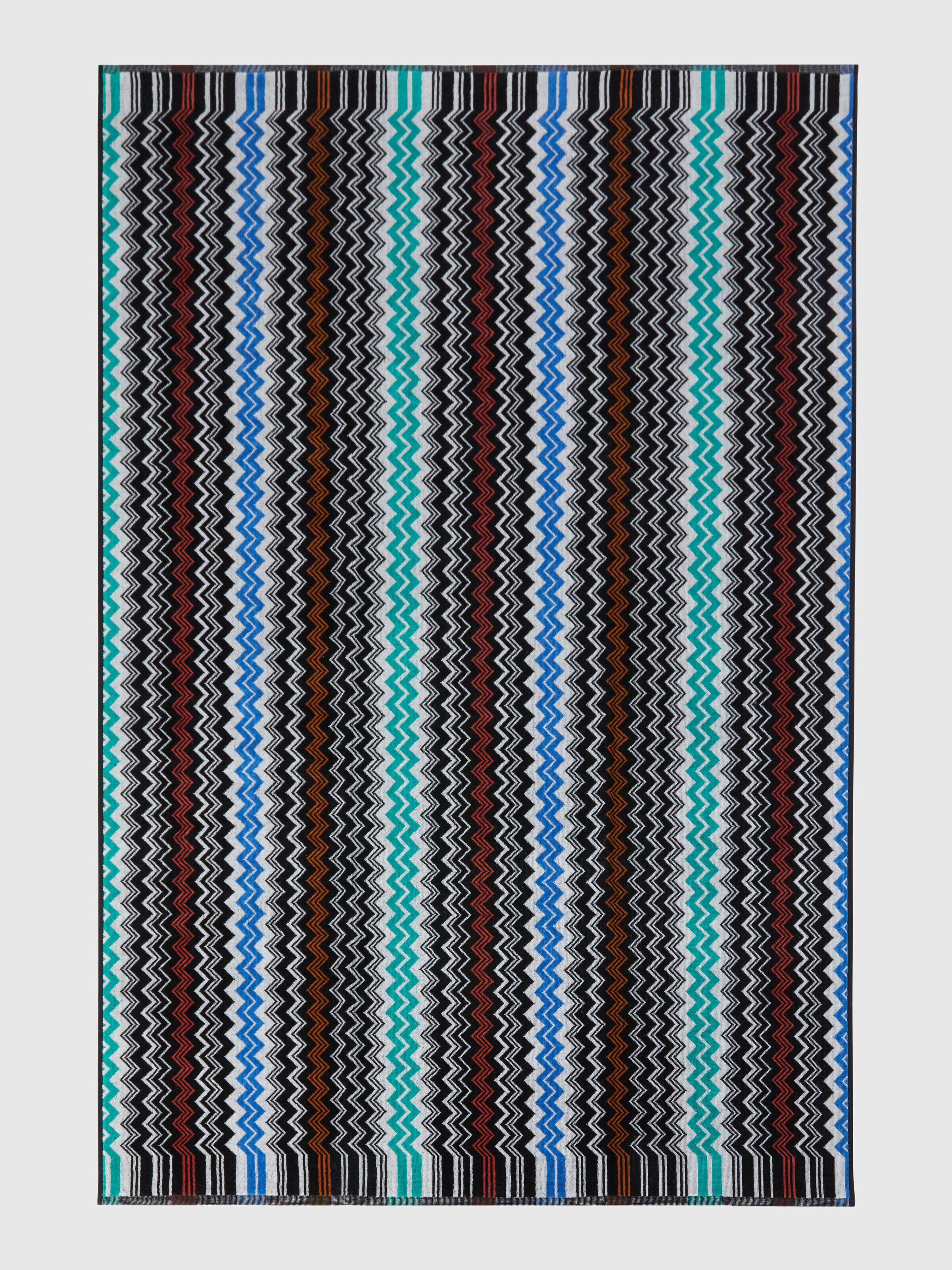 Toalla de playa Neoclassic 150x100 cm de rizo de algodón en zigzag, Negro    - 1