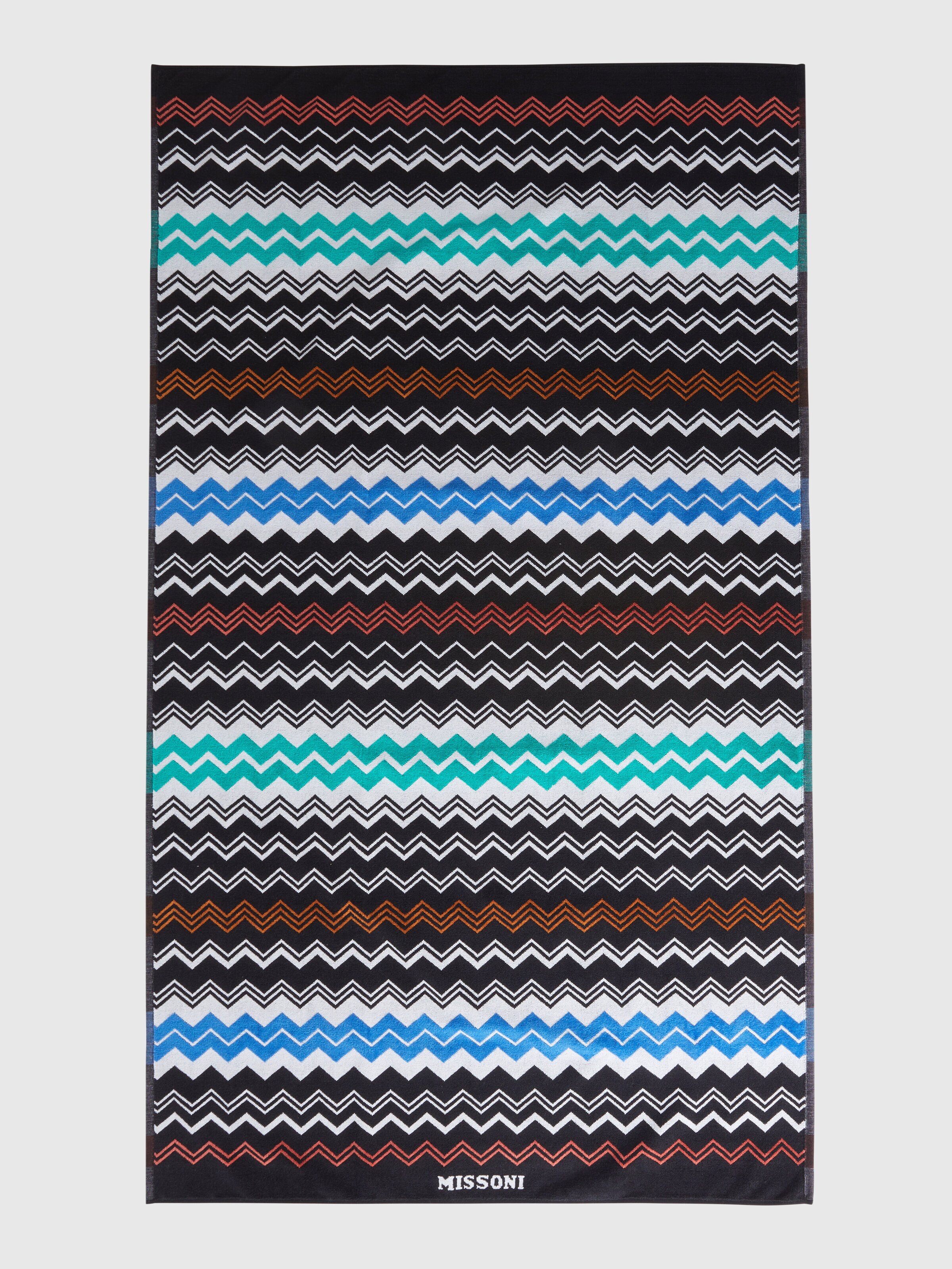 Telo mare 180x100 cm Neoclassic in spugna di cotone zig zag, Nero    - 1