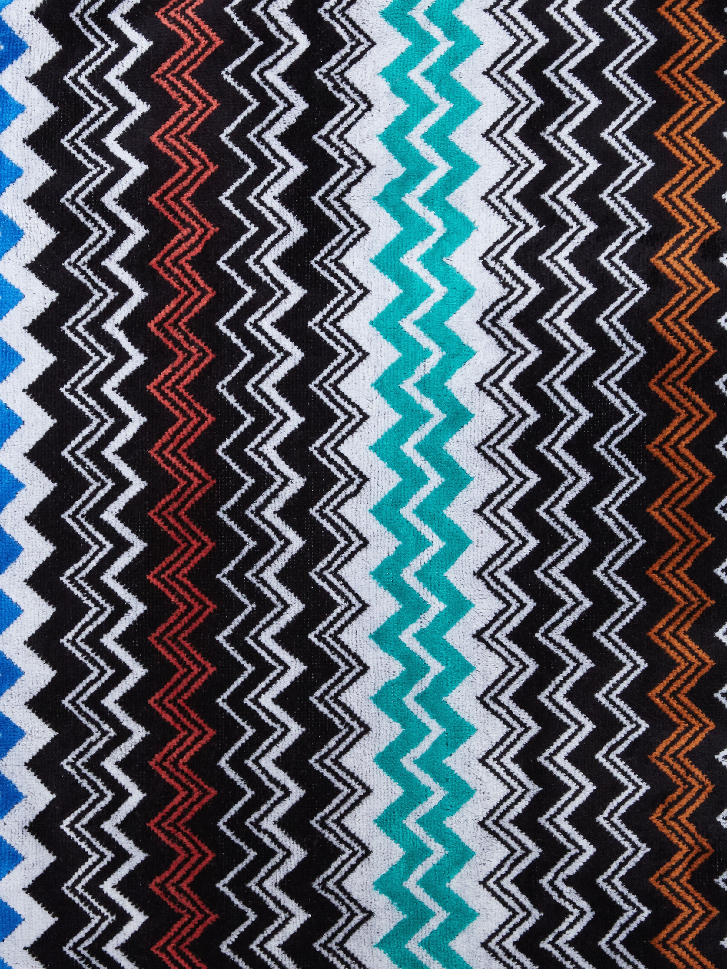 Neoclassic 2-piece bath towel set in cotton terry with zigzag pattern, Black    - 3