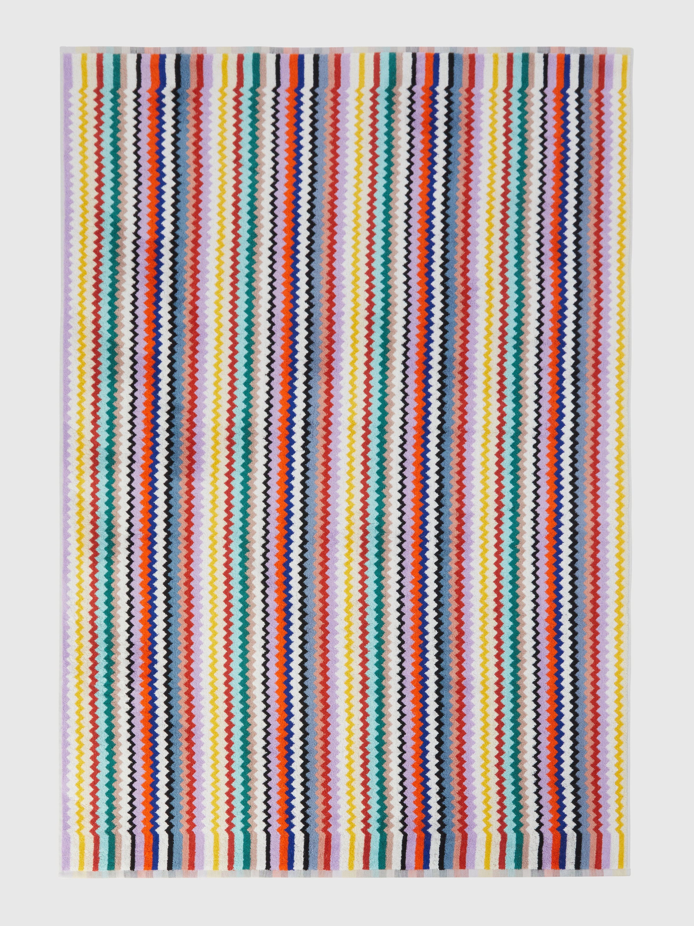 Serviette de plage 150x100 cm Riverbero en coton éponge à zigzag , Multicolore  - 1