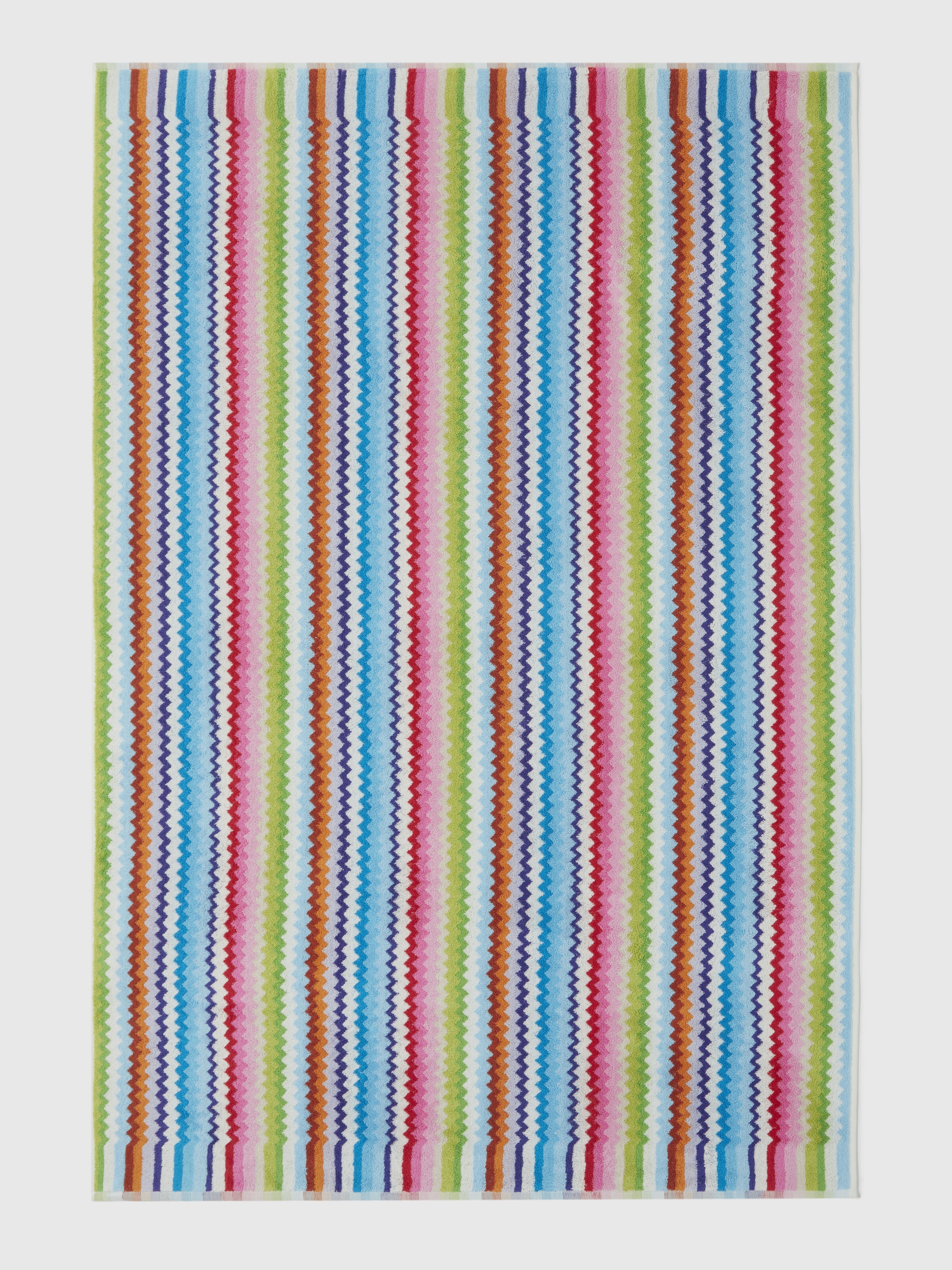 Bath towel 150x100 cm Zig zag cotton terry Riverbero , Pink & Multicoloured - 1