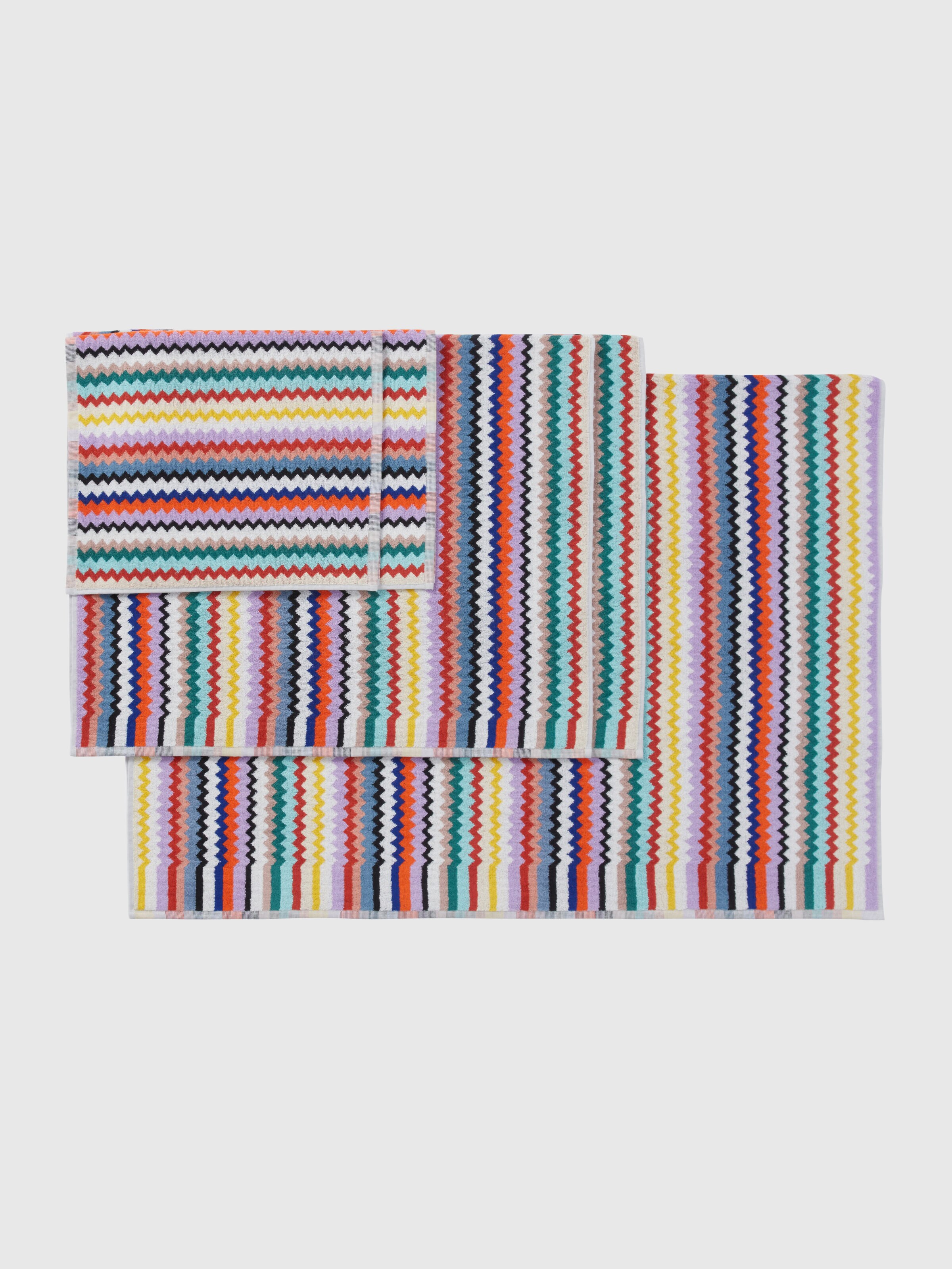 Riverbero 5-piece bath towel set in cotton terry with zigzag pattern, Multicoloured  - 1