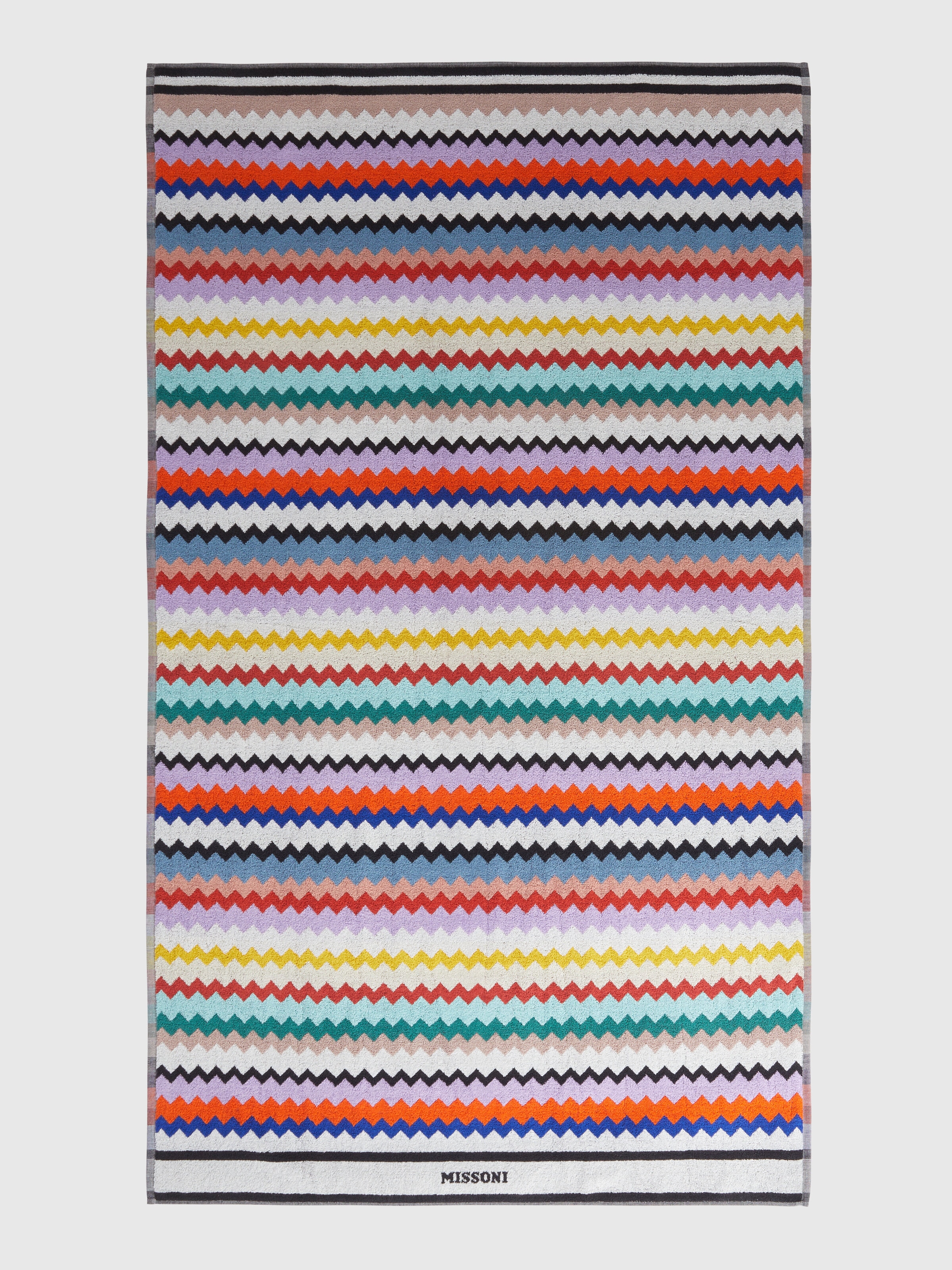 Toalla de playa Riverbero 100x180 cm de rizo de algodón en zigzag, Multicolor  - 1