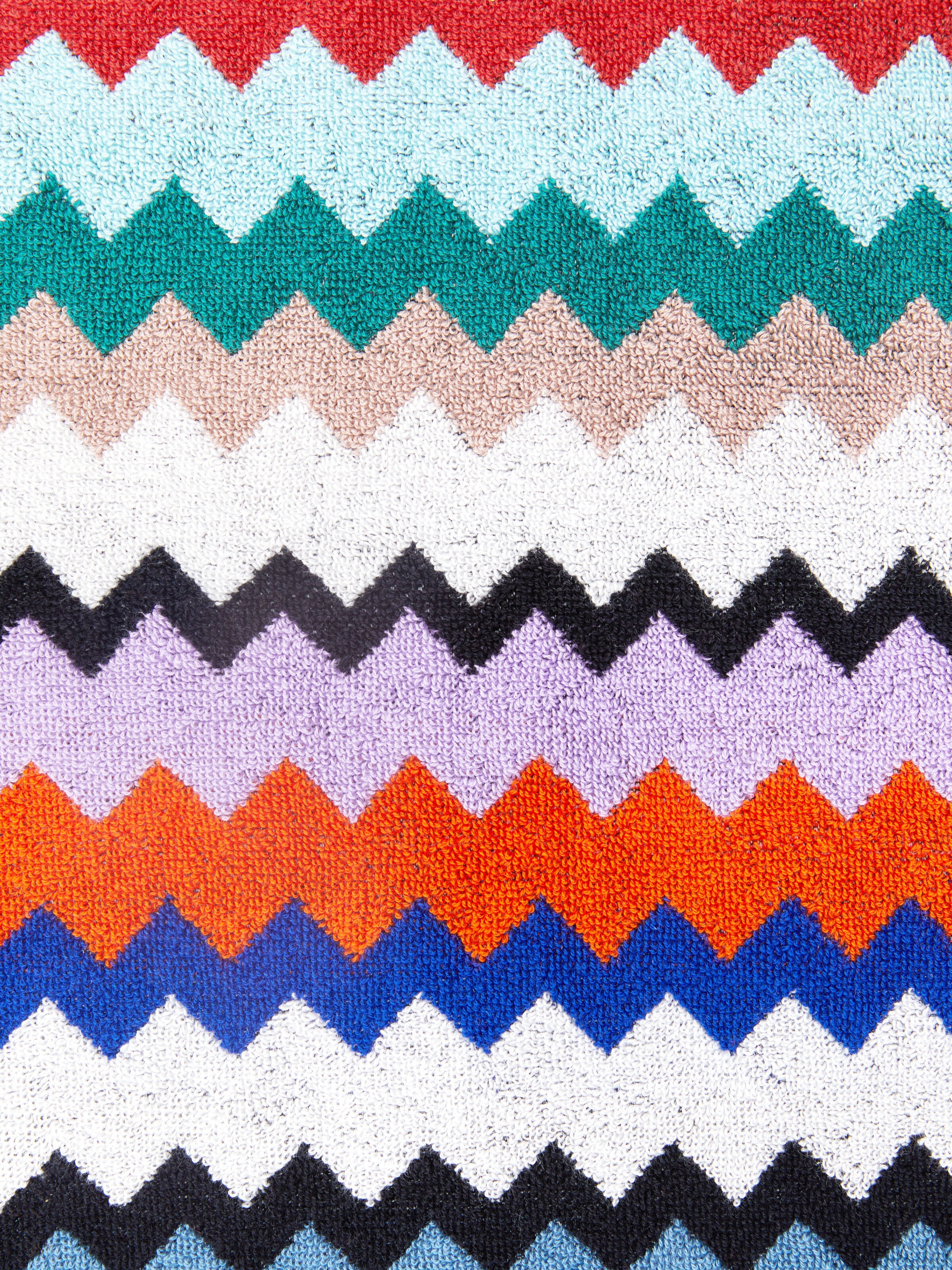 Serviette de plage 100x180 cm Riverbero en coton éponge à zigzag, Multicolore  - 3