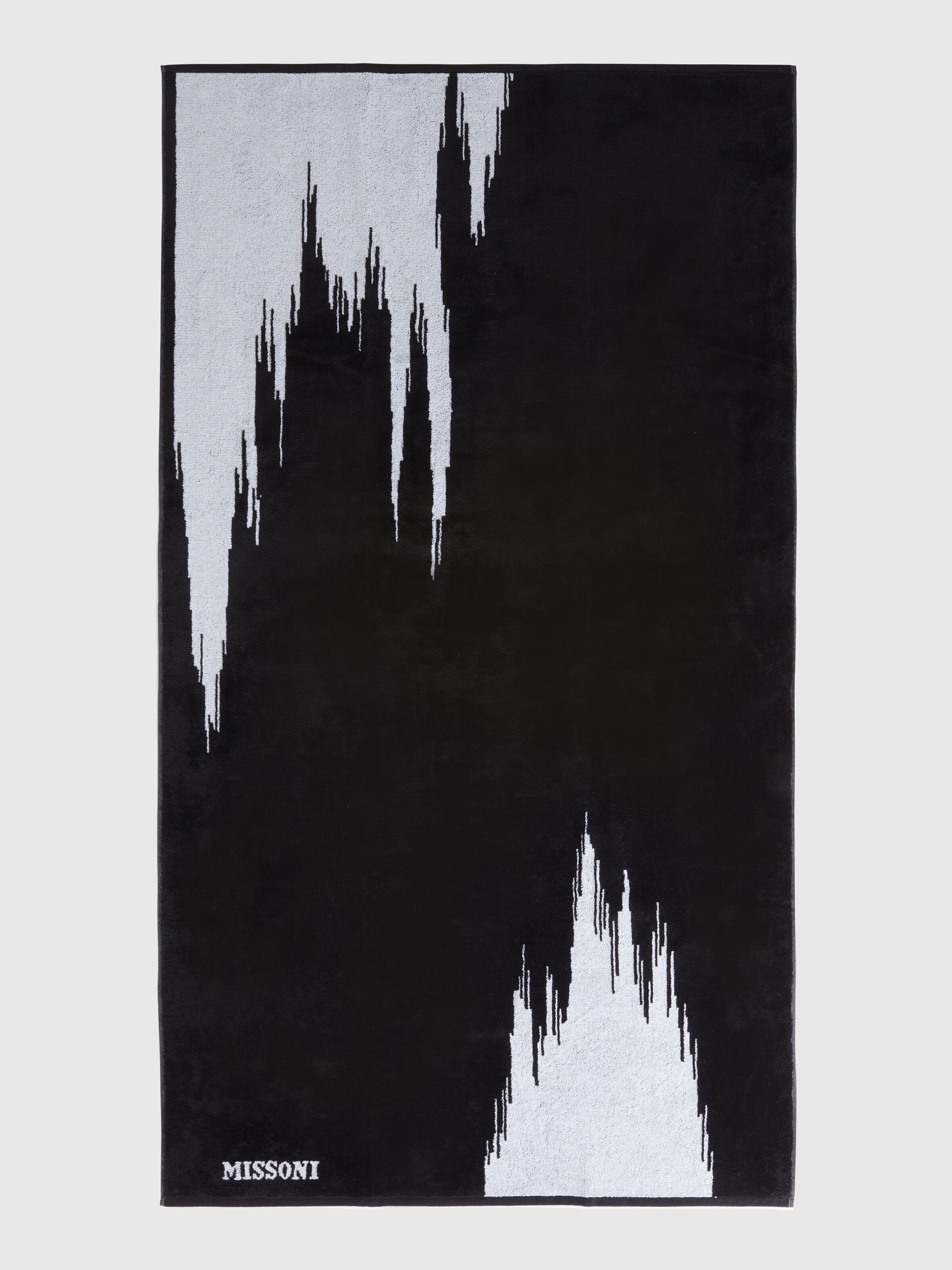 Telo mare 180x100 cm Skunk in spugna di cotone fiammata, Bianco & Nero - 1