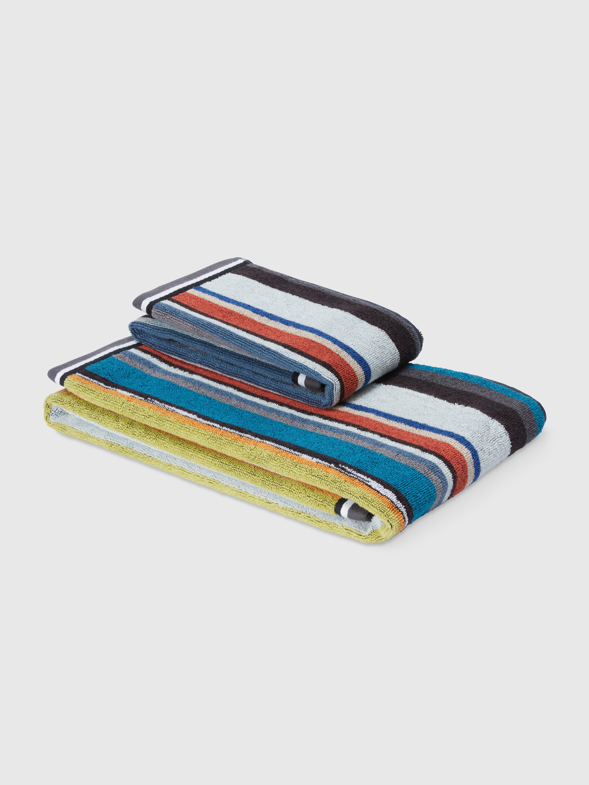 2-piece Wooden bath towel set in cotton terry, Black    - 0