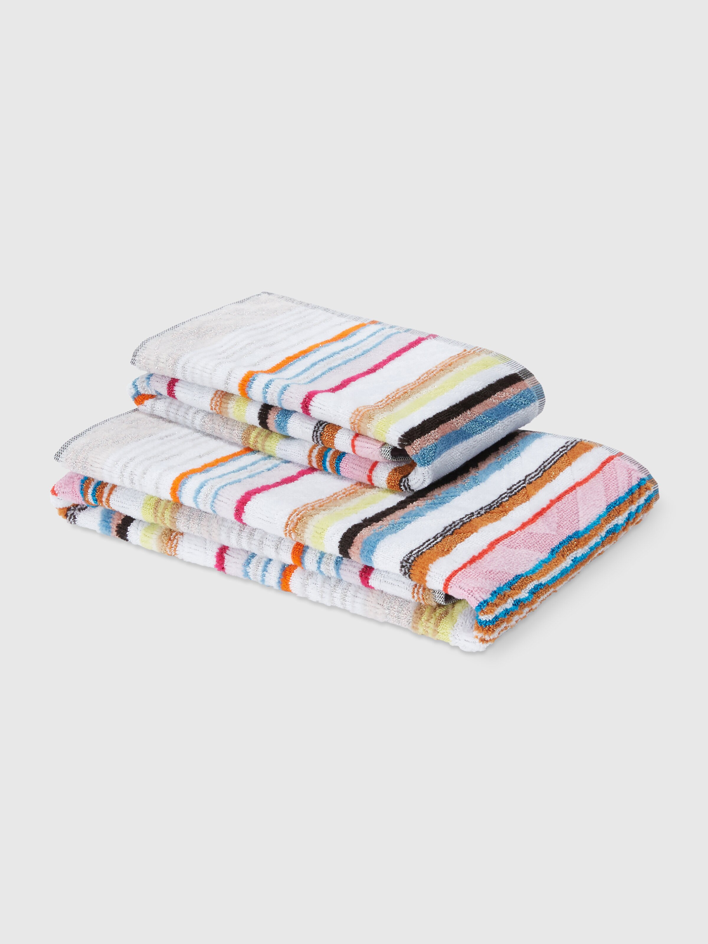 2-piece Moonshadow bath towel set in cotton terry with lurex , Multicoloured  - 0