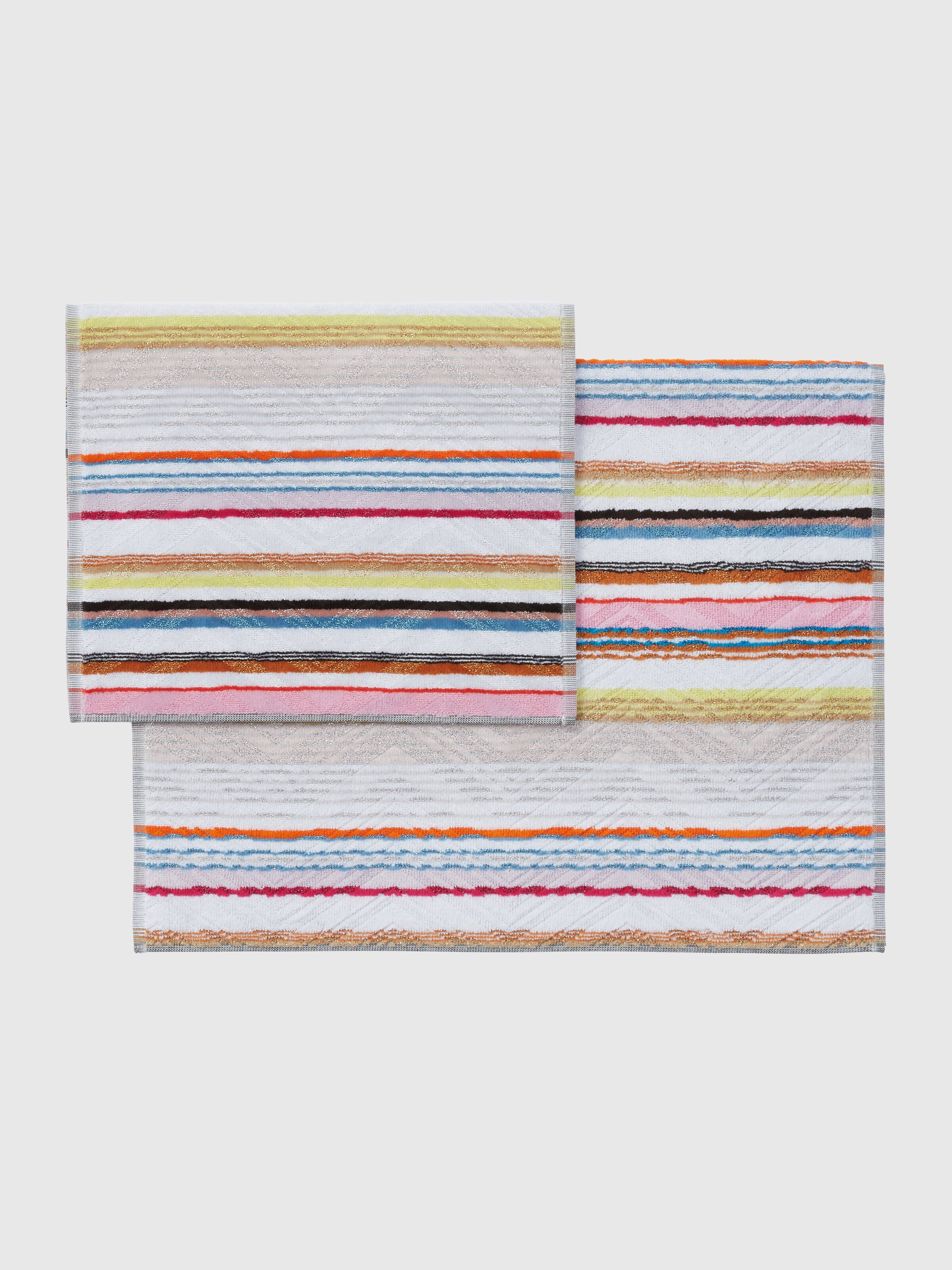 2-piece Moonshadow bath towel set in cotton terry with lurex , Multicoloured  - 1