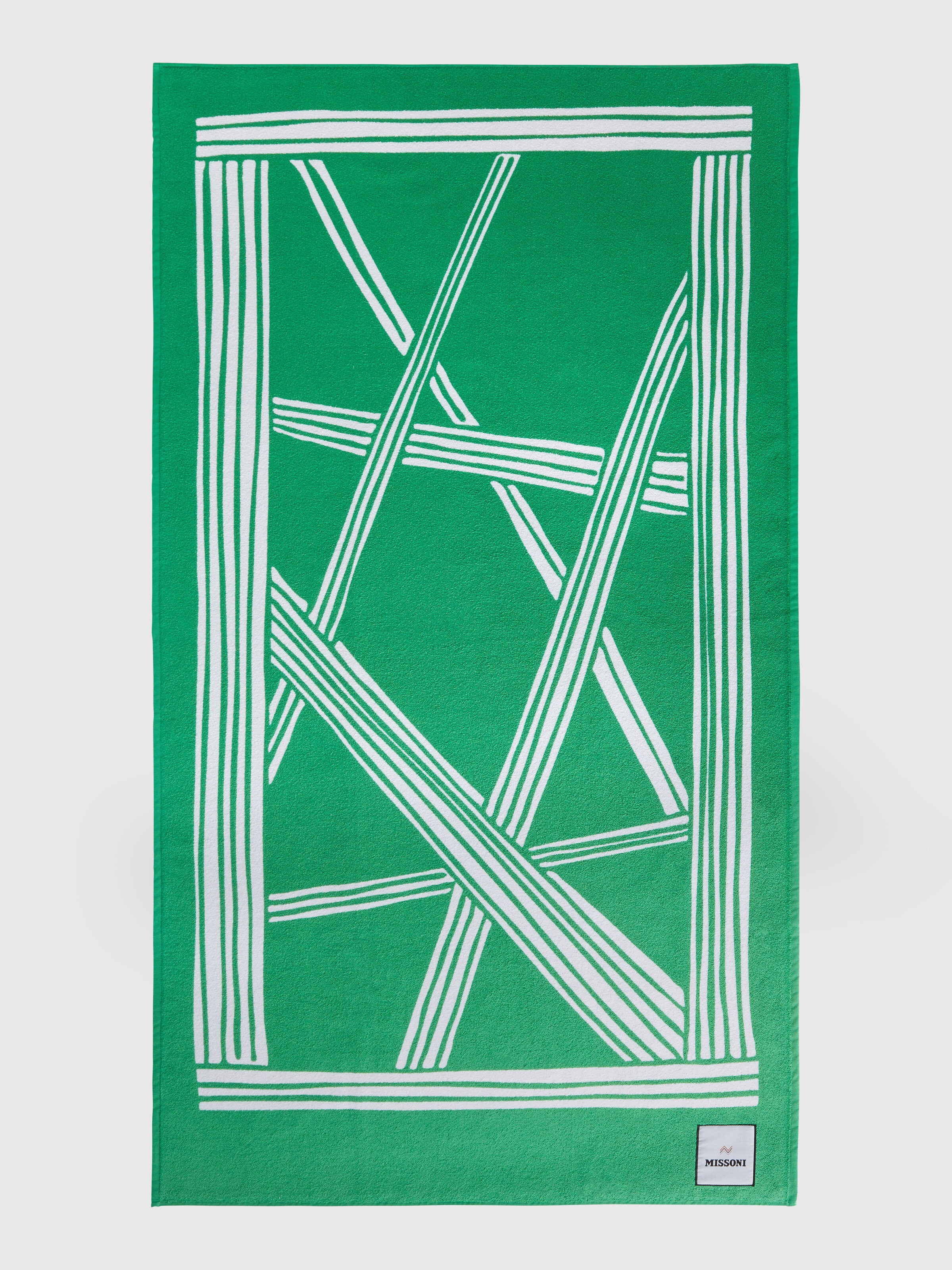 Toalla de playa Nastri 180x100 cm de rizo de algodón, Verde  - 1