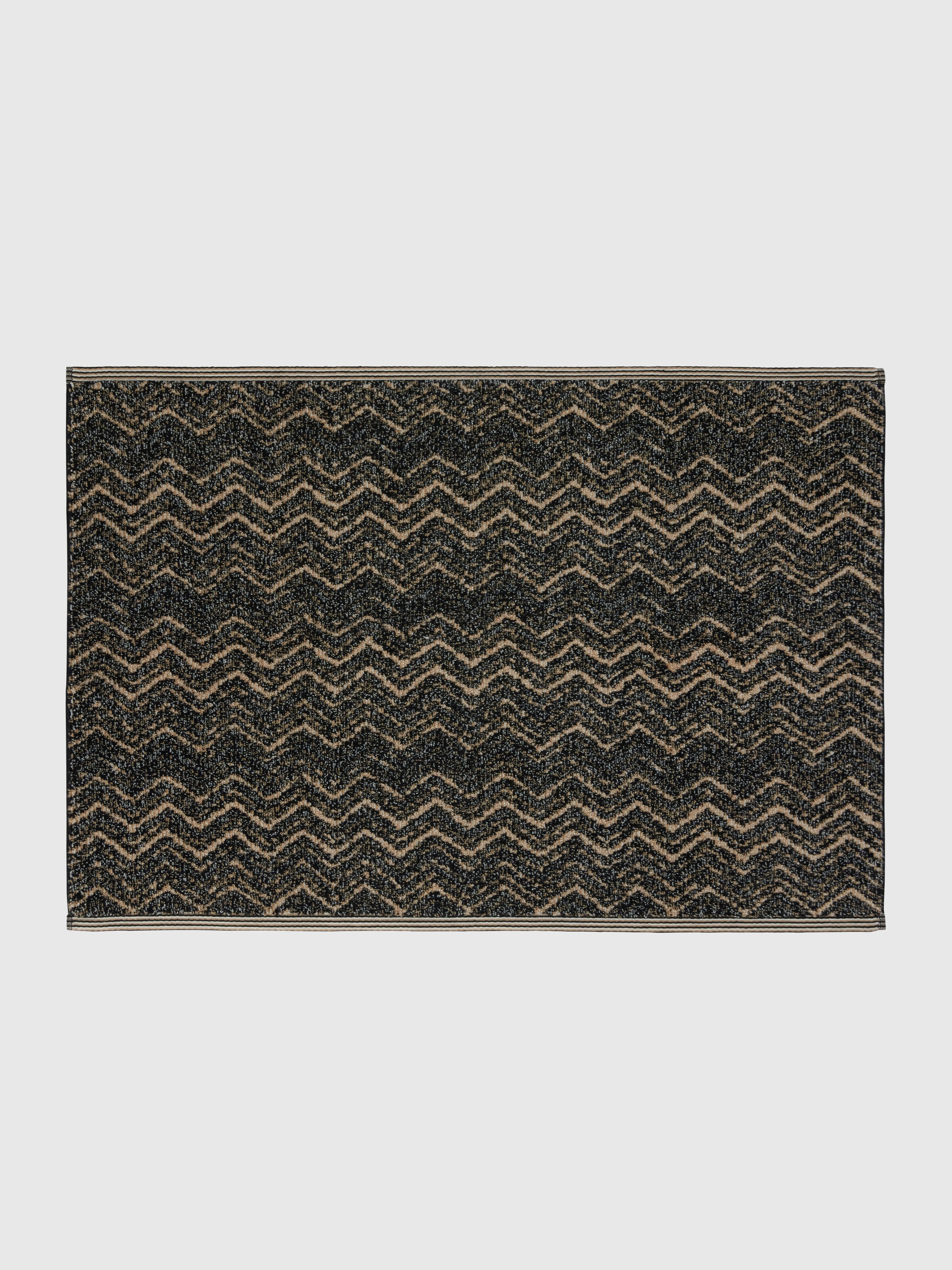 Azul bath mat 60x90 cm in cotton chevron, Brown - 0