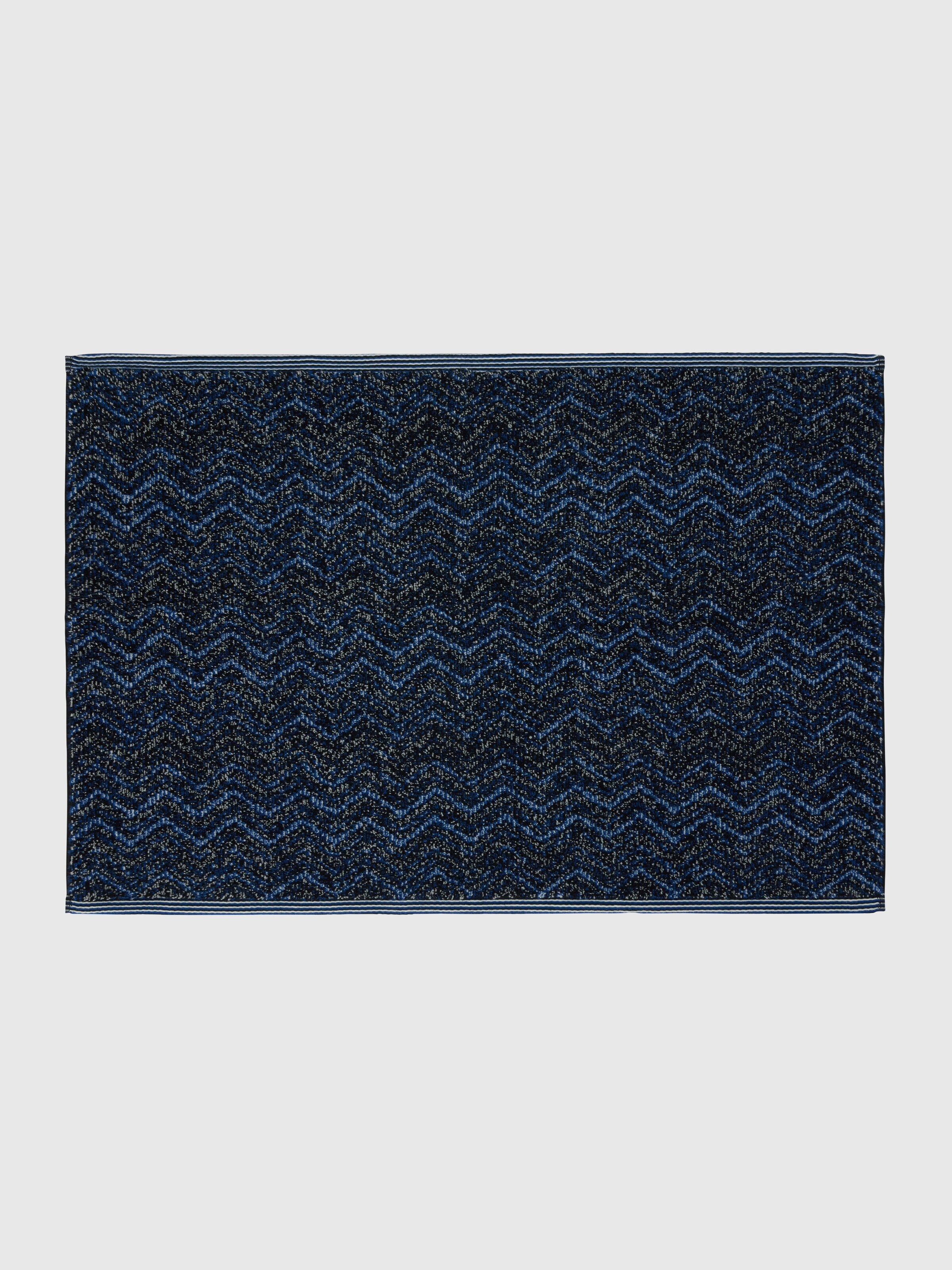 Azul bath mat 60x90 cm in cotton chevron, Blue - 0