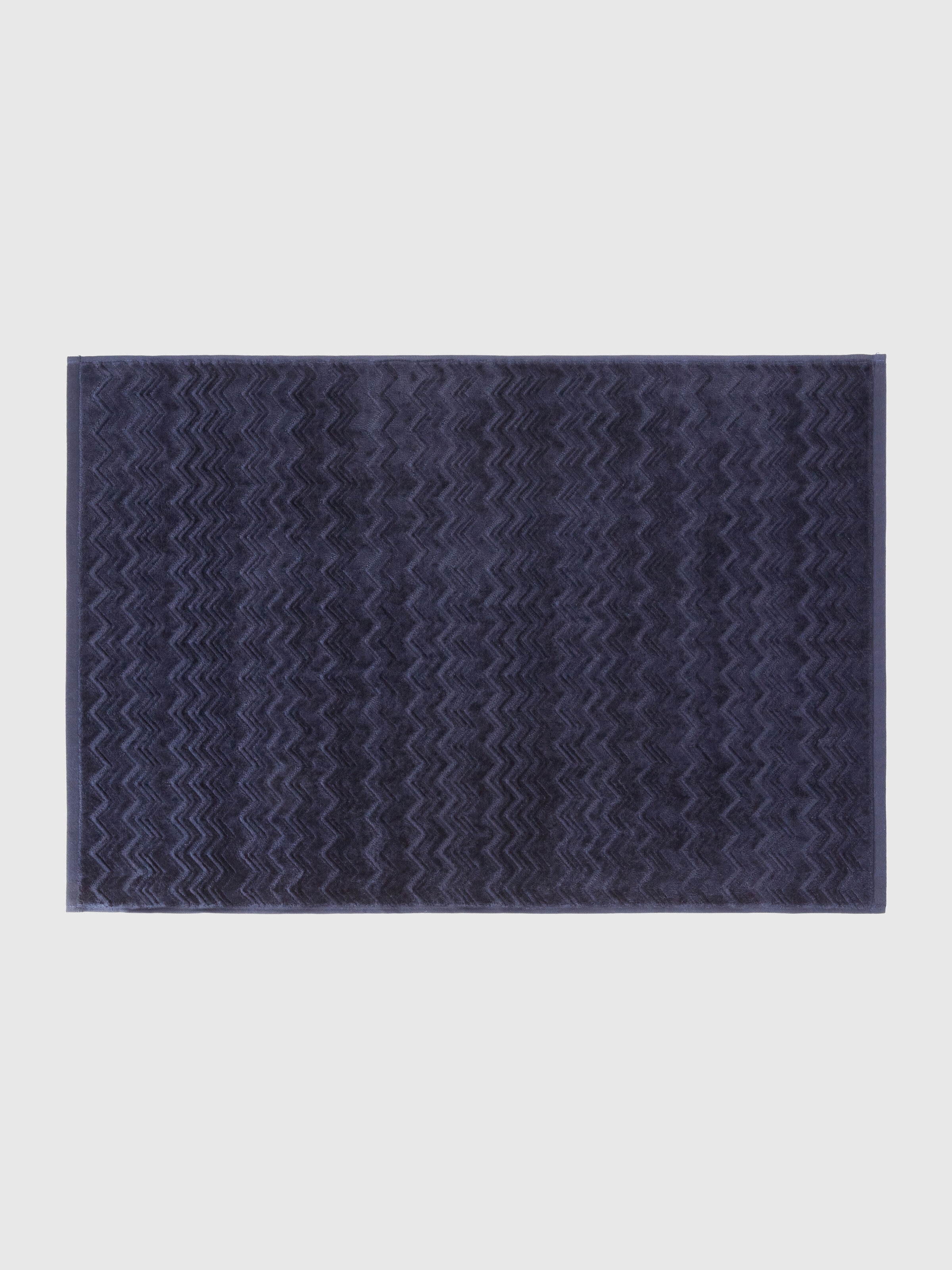 Chalk, Badematte 60x90 cm aus Baumwolle mit Zickzackmuster, Blau - 0