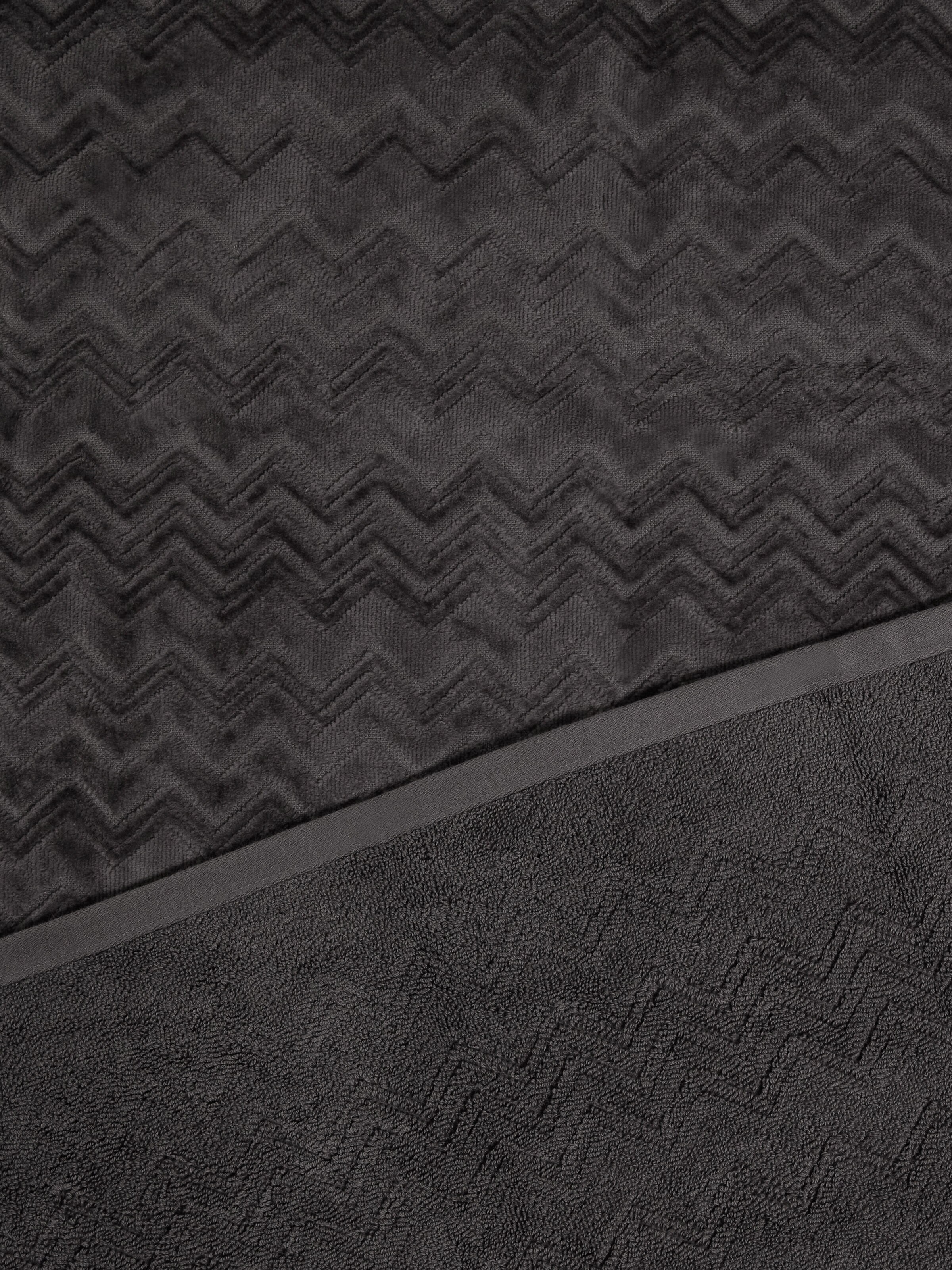 Chalk 2-piece bath towel set in cotton terry with zigzag pattern, Grey - 2