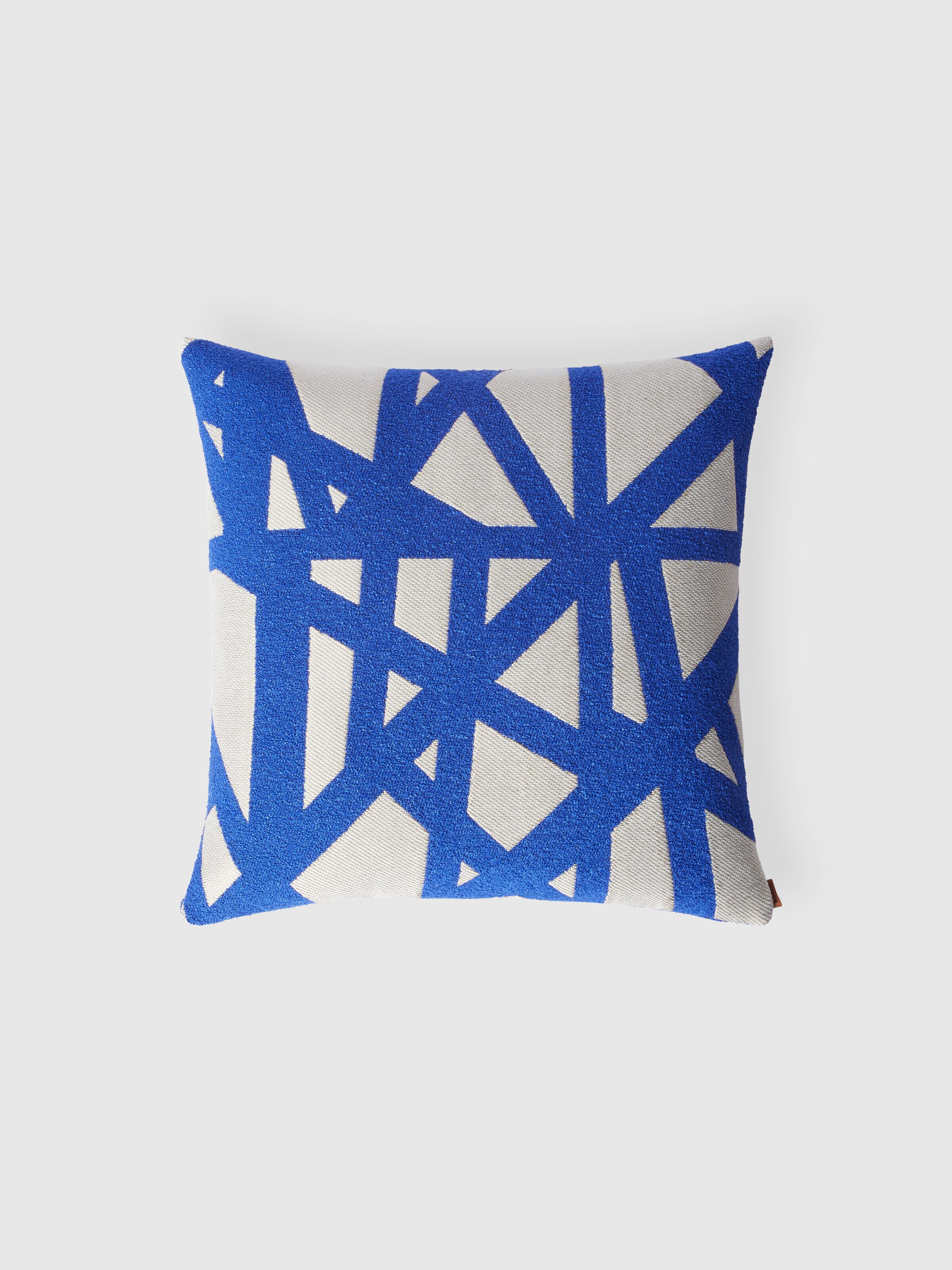 Bouclé Nastri outdoor cushion 50x50 cm, White & Blue - 0