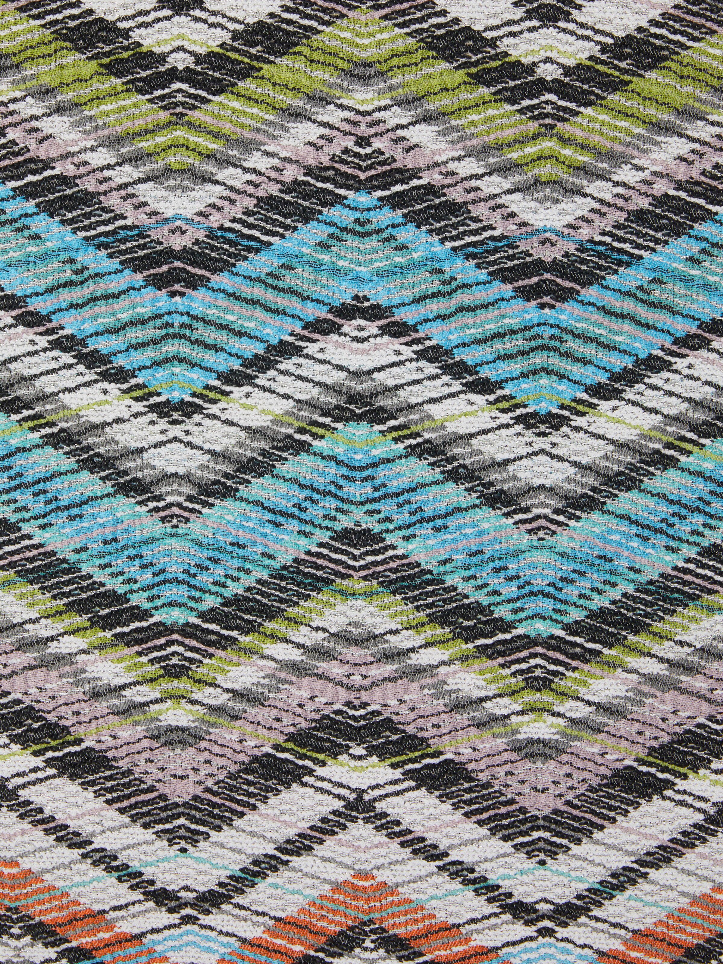 Carioca 40x40x40 cm cubic pouffe in cotton blend with chevron pattern, Multicoloured  - 3