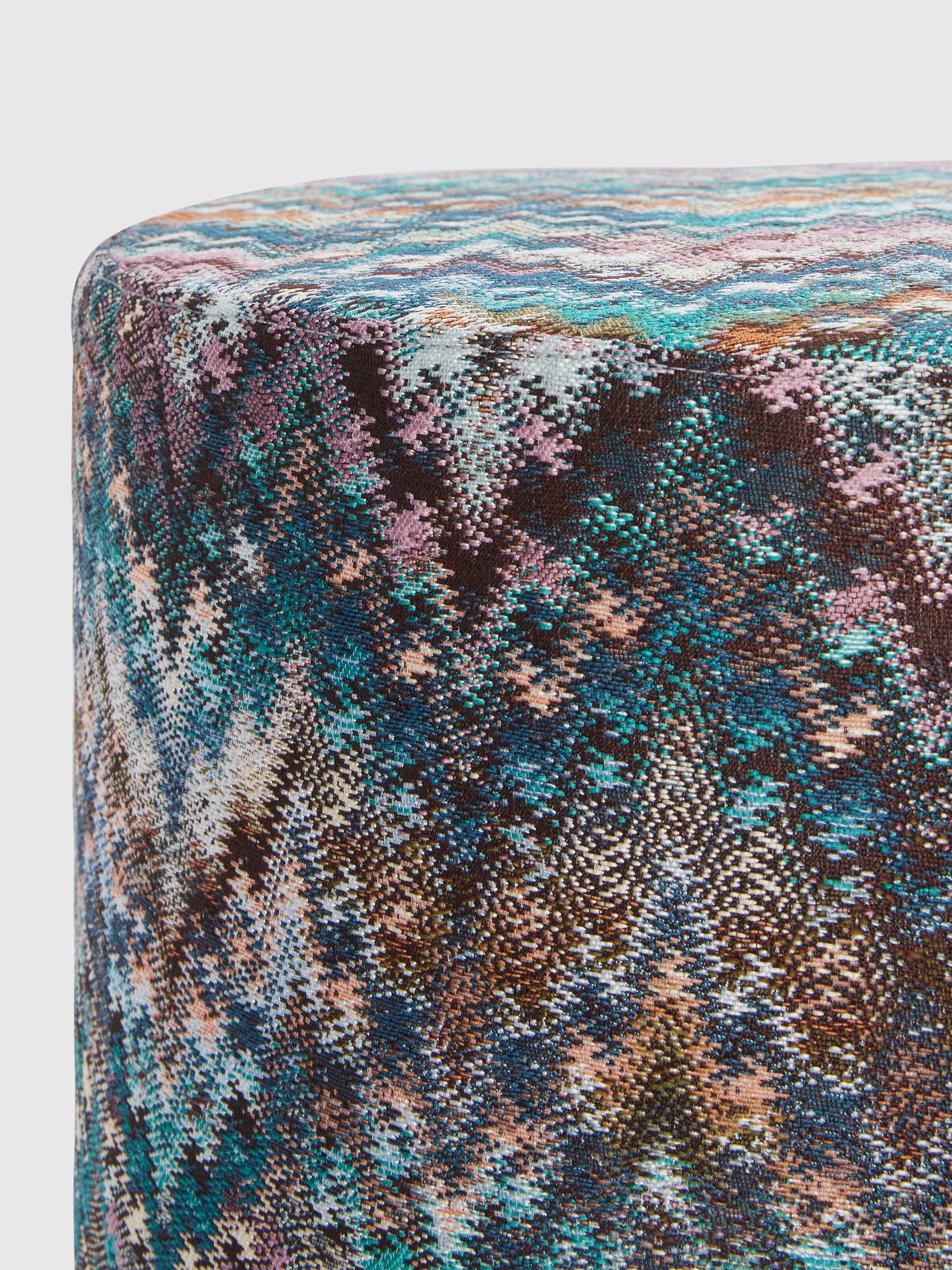Parrot cylindrical pouffe 40x30 cm with zigzag pattern, Turquoise  Multicoloured  - 2
